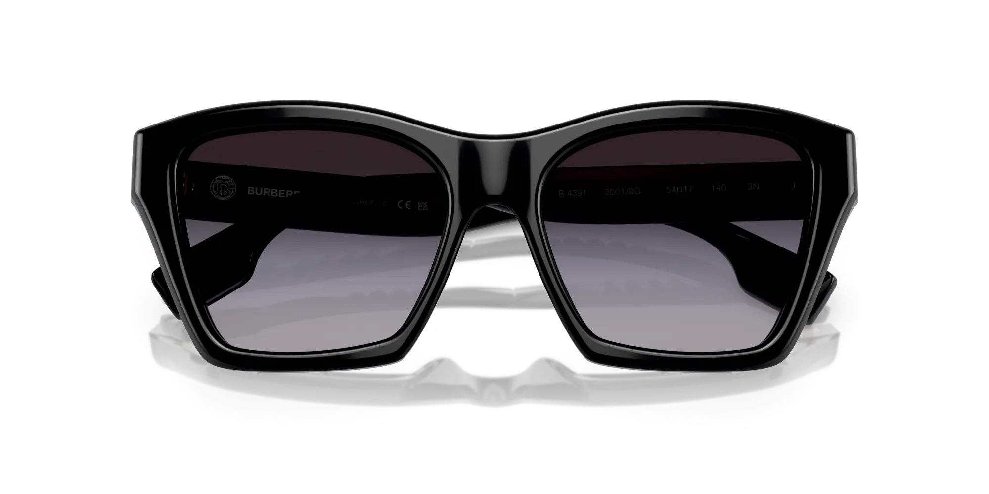 Burberry BE4391 ARDEN 30018G Occhiali da sole Acetato Nero Grigio Squadrata Normale Sfumato - immagine 2