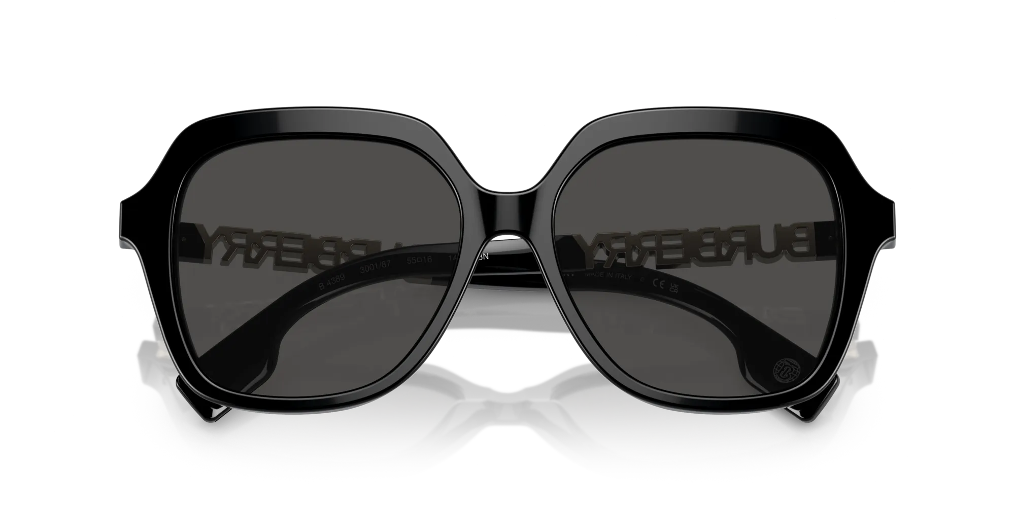 Burberry BE4389 JONI 300187 Occhiali da sole Acetato Nero Grigio Squadrata Normale - immagine 2
