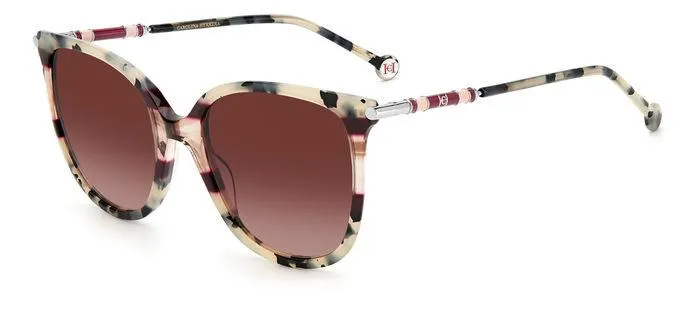 Carolina Herrera CH 0023/S ONS/3X Occhiali da sole Plastica Havana/Nude Rosso Rotonda Sfumato - immagine 1