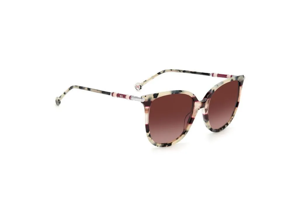 Carolina Herrera CH 0023/S ONS/3X Occhiali da sole Plastica Havana/Nude Rosso Rotonda Sfumato - immagine 2