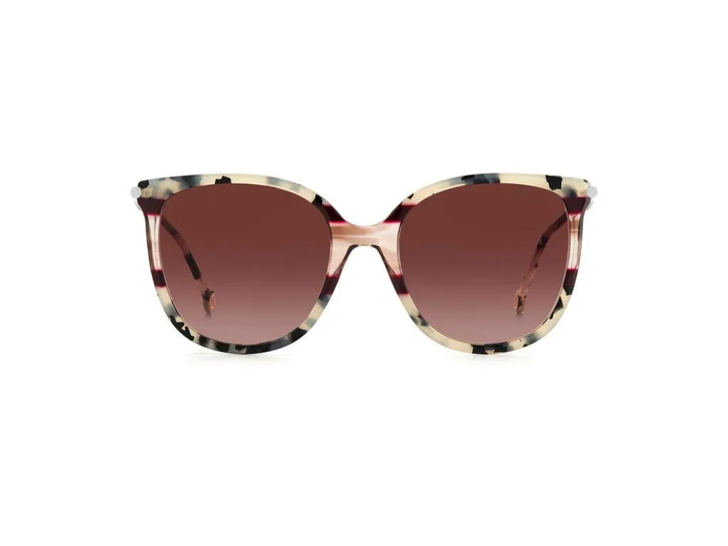 Carolina Herrera CH 0023/S ONS/3X Occhiali da sole Plastica Havana/Nude Rosso Rotonda Sfumato - immagine 3