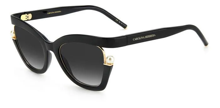 Carolina Herrera CH 0002/S 807/9O Occhiali da sole Plastica Nero Grigio Farfalla Sfumato - immagine 1