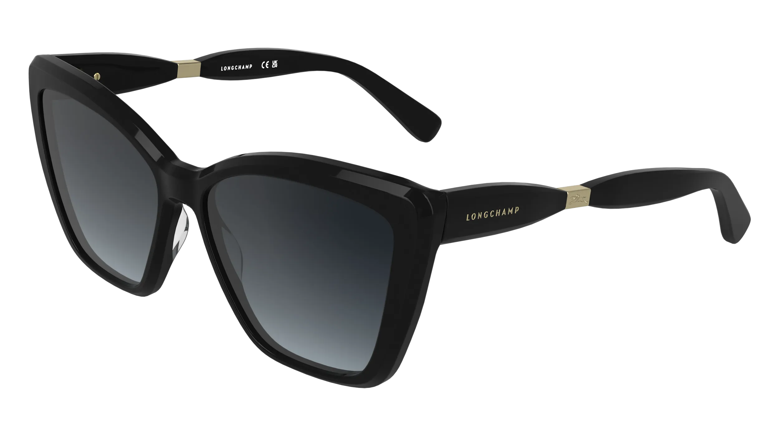 LONGCHAMP LO803S 001 Occhiali da sole Acetato Nero Grigio Farfalla Normale - immagine 1