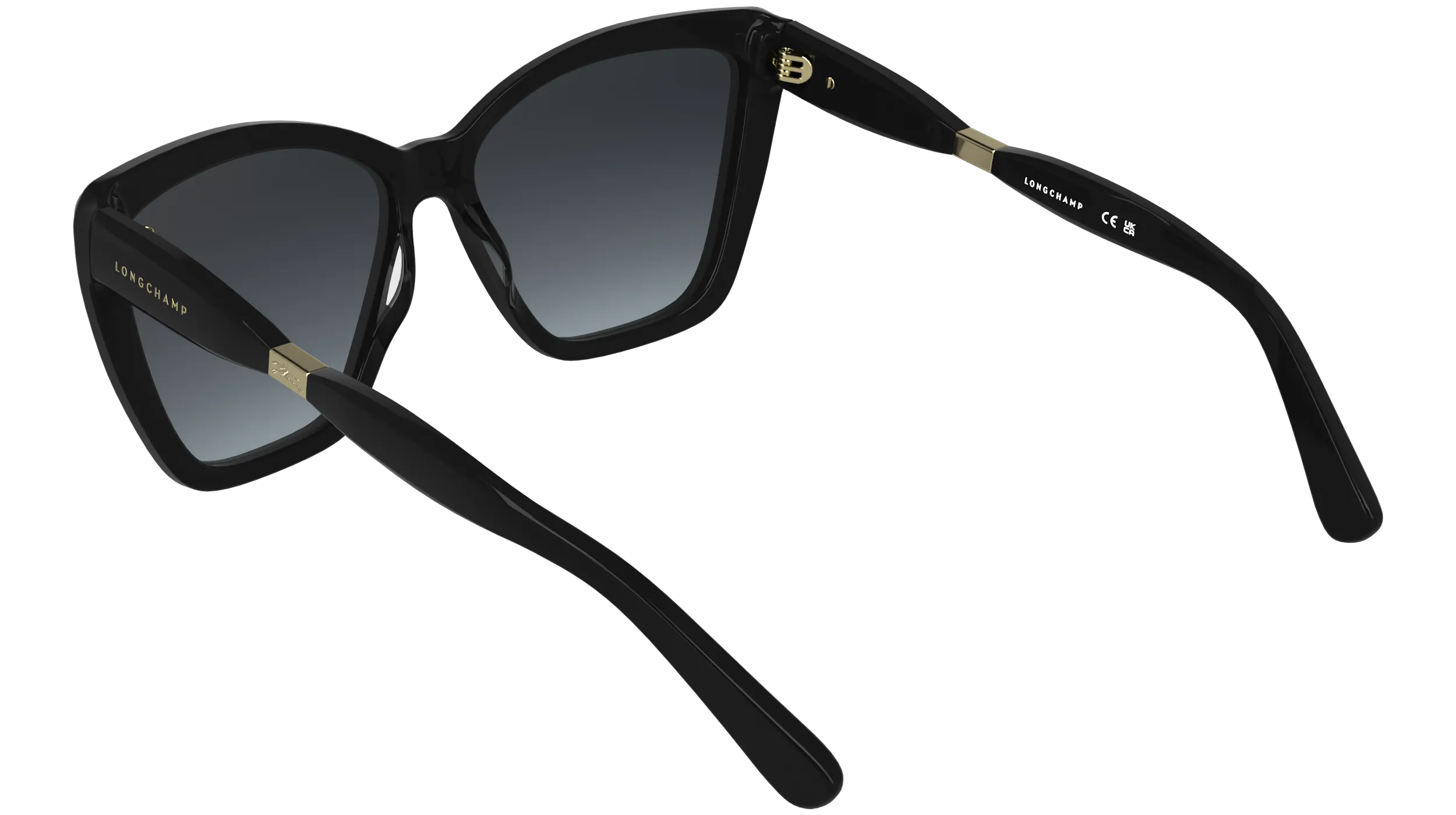 LONGCHAMP LO803S 001 Occhiali da sole Acetato Nero Grigio Farfalla Normale - immagine 4