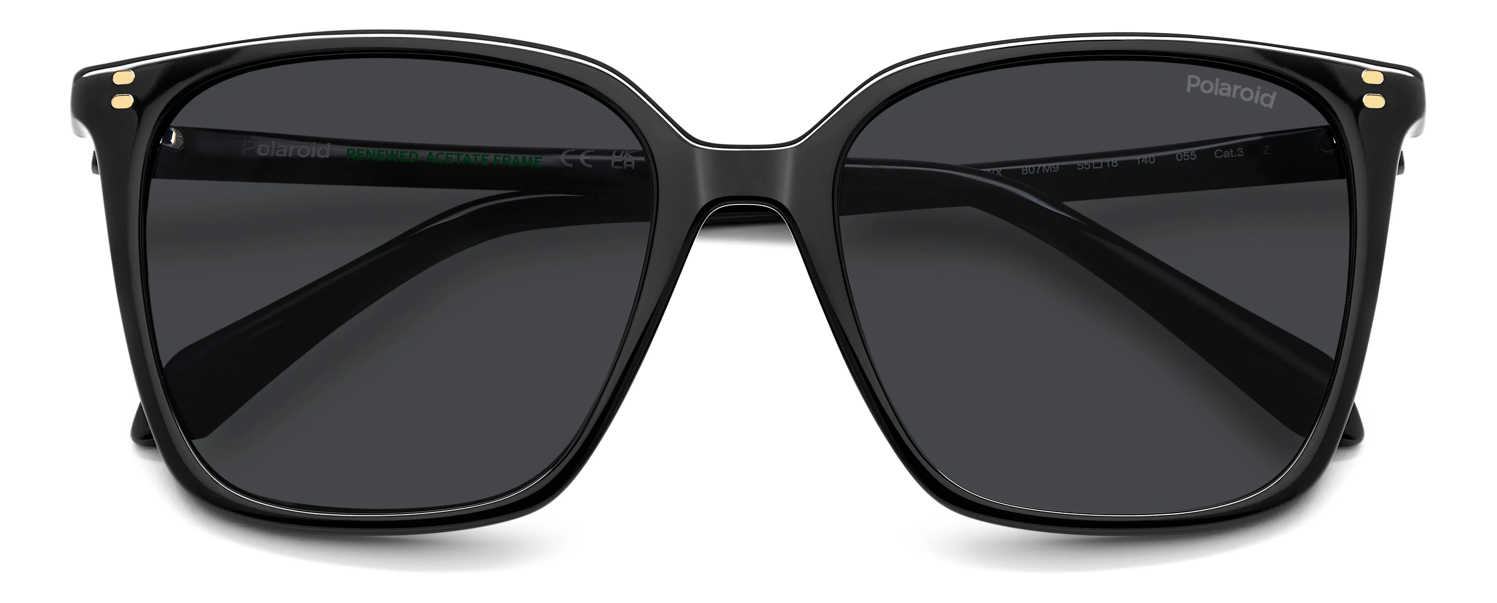 Polaroid PLD 4201/S/X 807/M9 Occhiali da sole Acetato Nero Grigio Squadrata Polarizzata - immagine 3