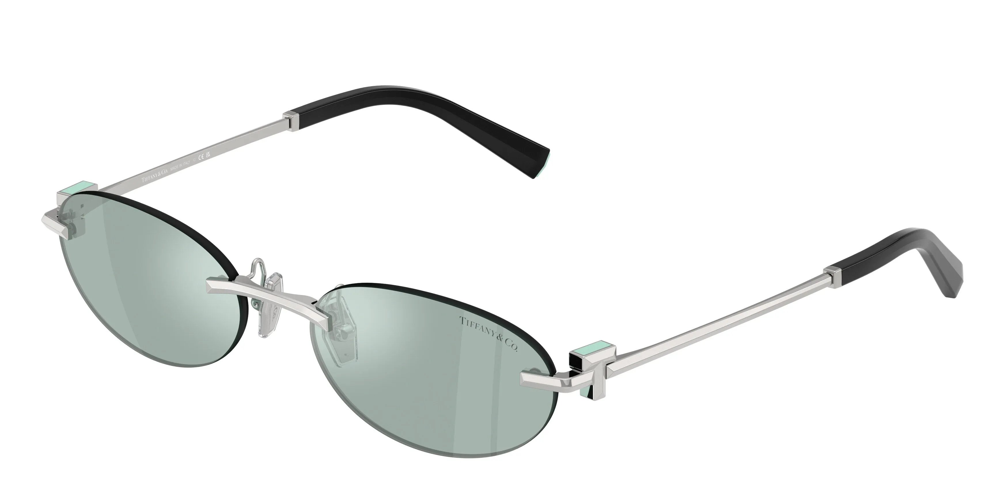 Tiffany TF3119D 600165 Occhiali da sole Metallo Argento Azzurro Rotonda Normale Specchiato - immagine 1