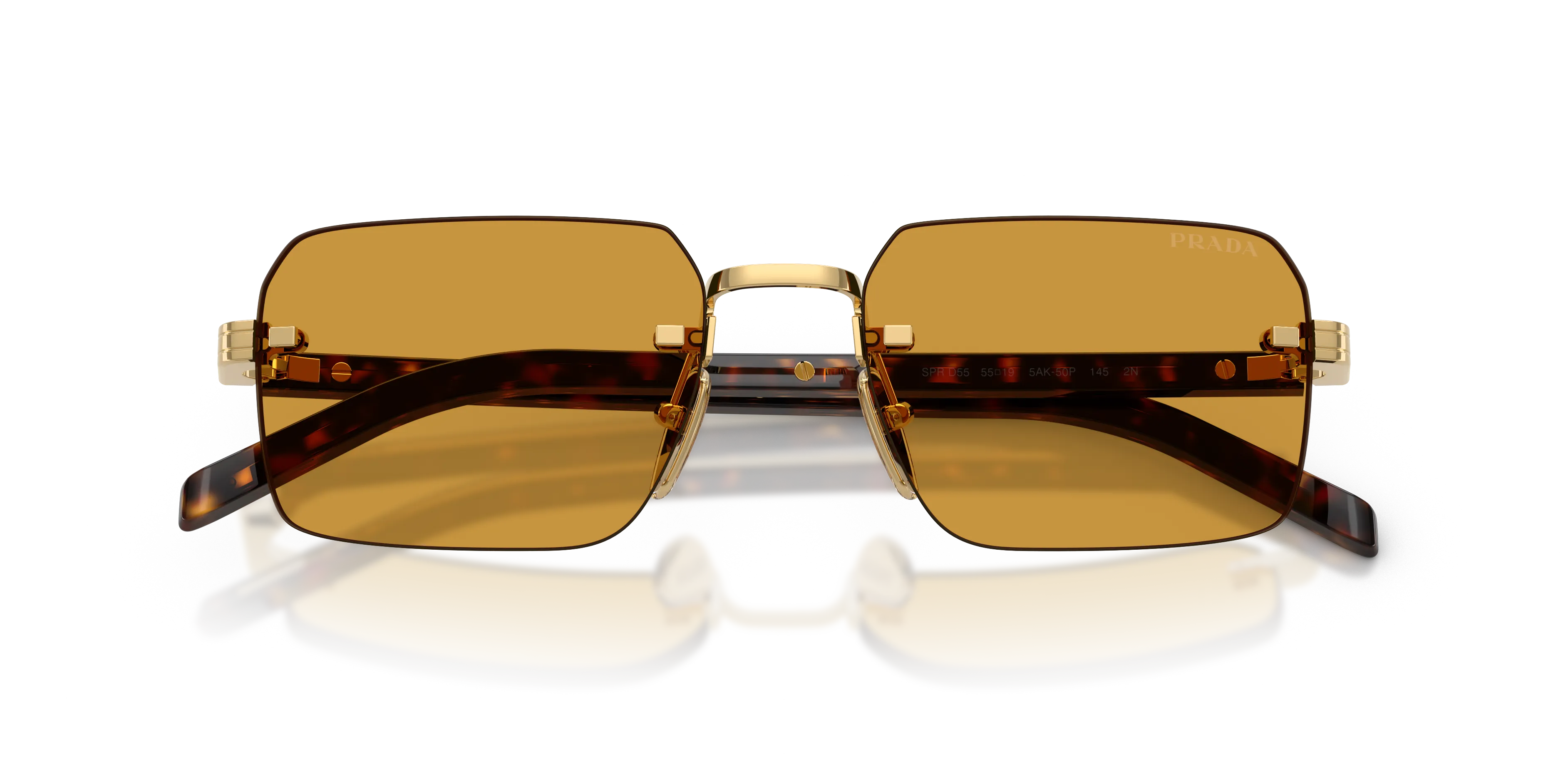 Prada PR D55S 5AK50P Occhiali da sole Metallo Oro [""] Squadrata Normale - immagine 2