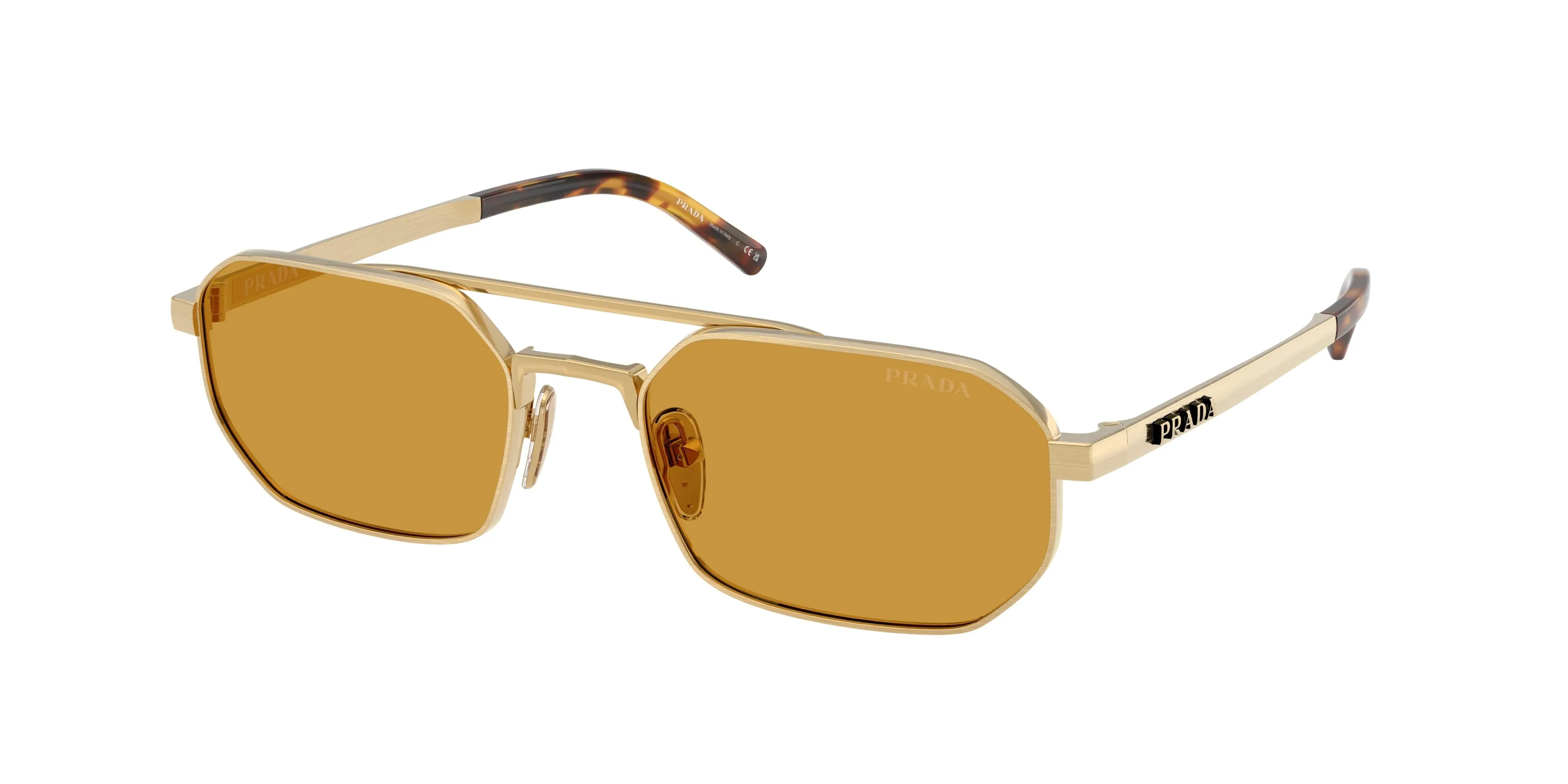 Prada PR D53S 24J50P Occhiali da sole Metallo Oro Marrone Geometrica Normale - immagine 1