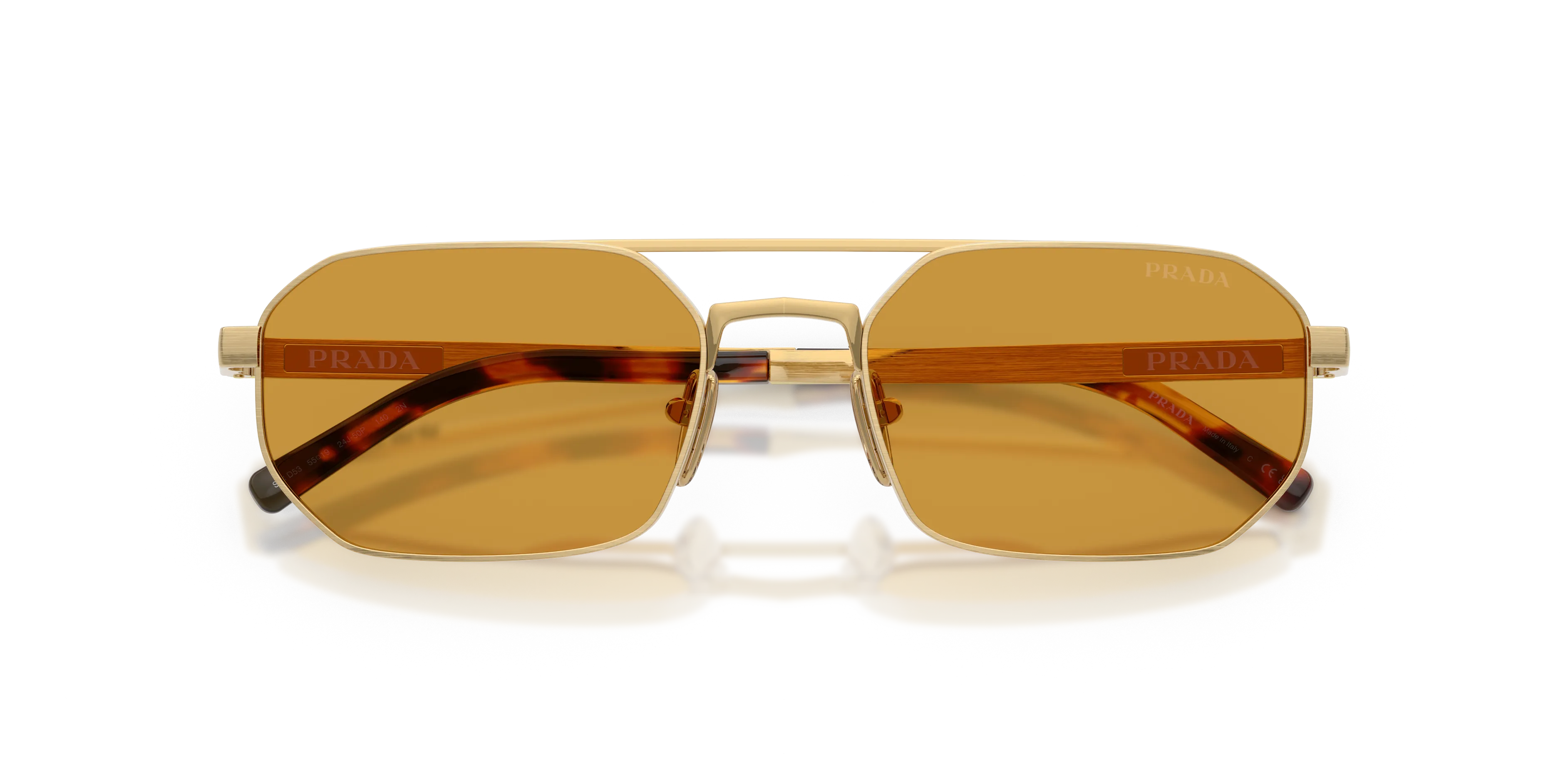 Prada PR D53S 24J50P Occhiali da sole Metallo Oro Marrone Geometrica Normale - immagine 2