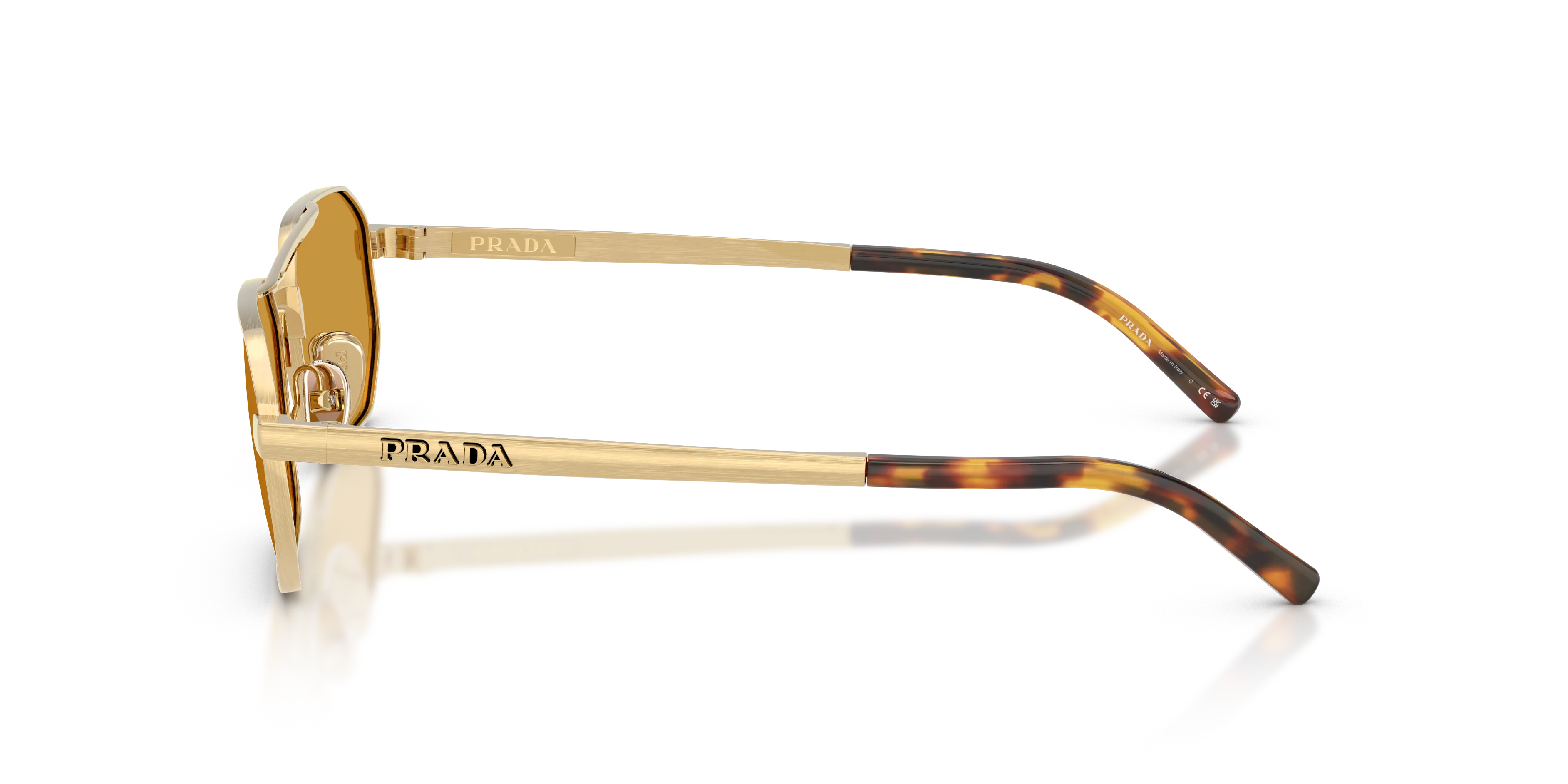 Prada PR D53S 24J50P Occhiali da sole Metallo Oro Marrone Geometrica Normale - immagine 4