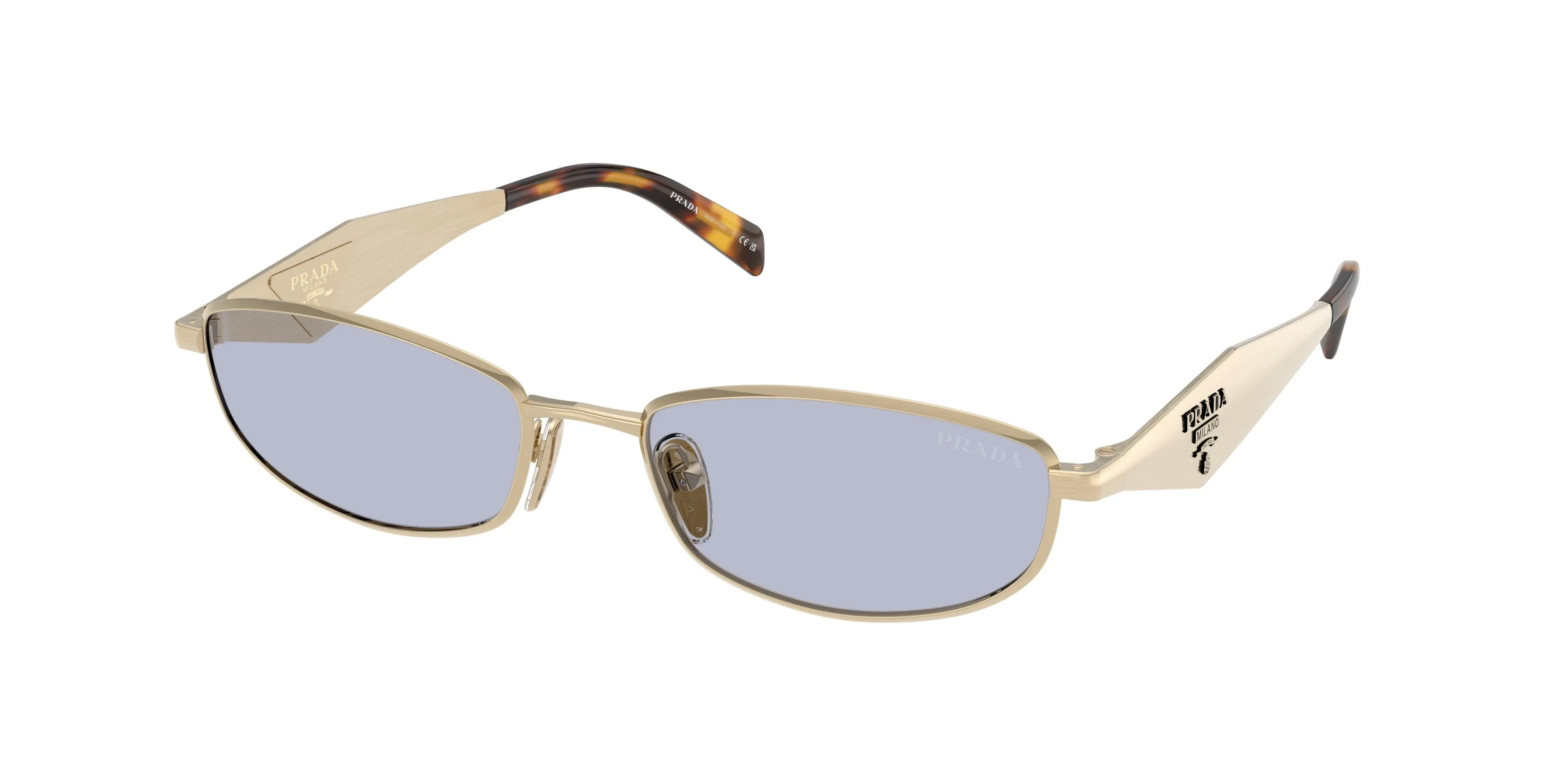 Prada PR D51S ZVN30X Occhiali da sole Metallo Oro Blu Rotonda Normale - immagine 1