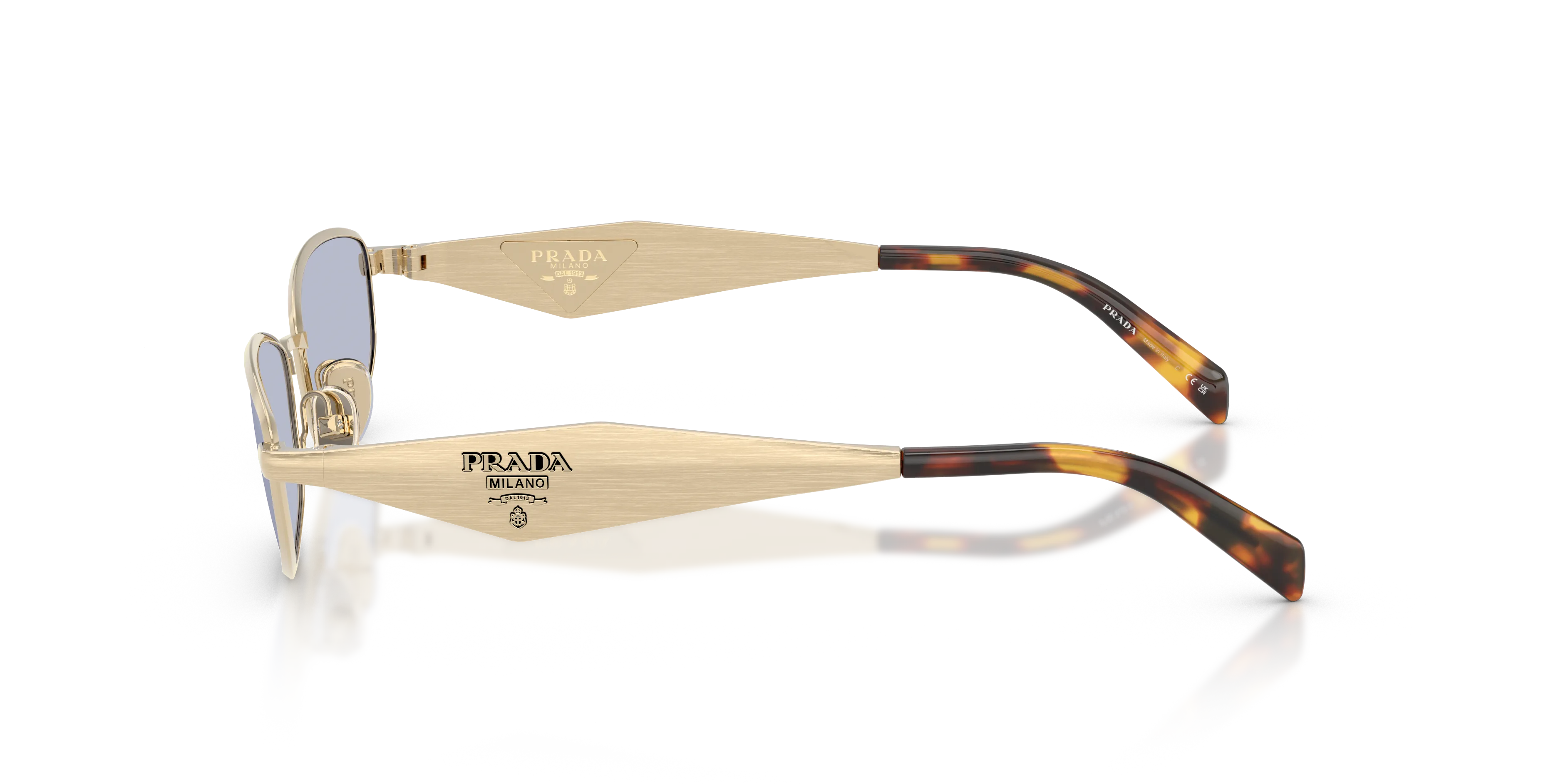 Prada PR D51S ZVN30X Occhiali da sole Metallo Oro Blu Rotonda Normale - immagine 4