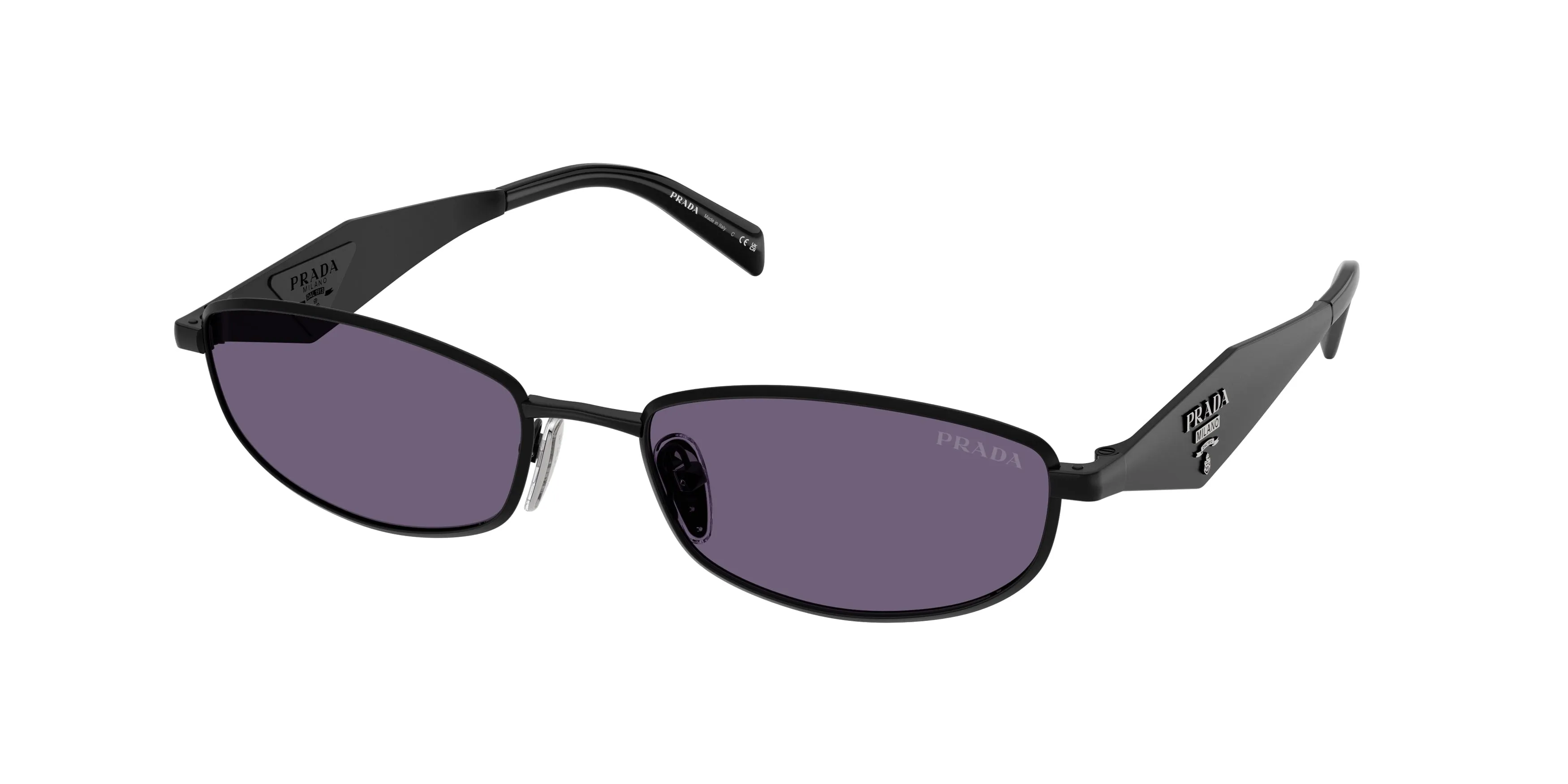 Prada PR D51S 7AB70W Occhiali da sole Metallo Nero Viola Rotonda Normale - immagine 1
