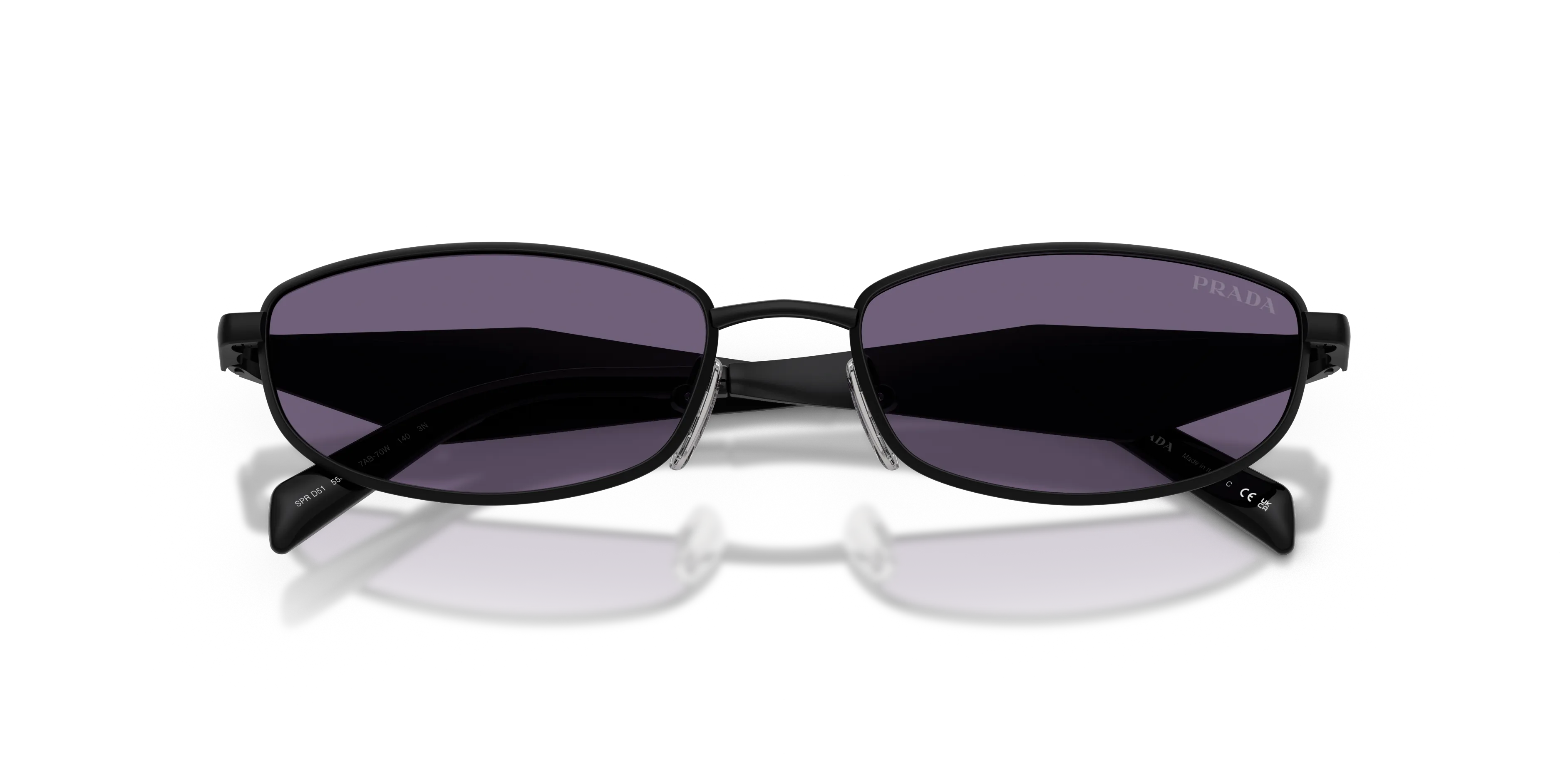 Prada PR D51S 7AB70W Occhiali da sole Metallo Nero Viola Rotonda Normale - immagine 2
