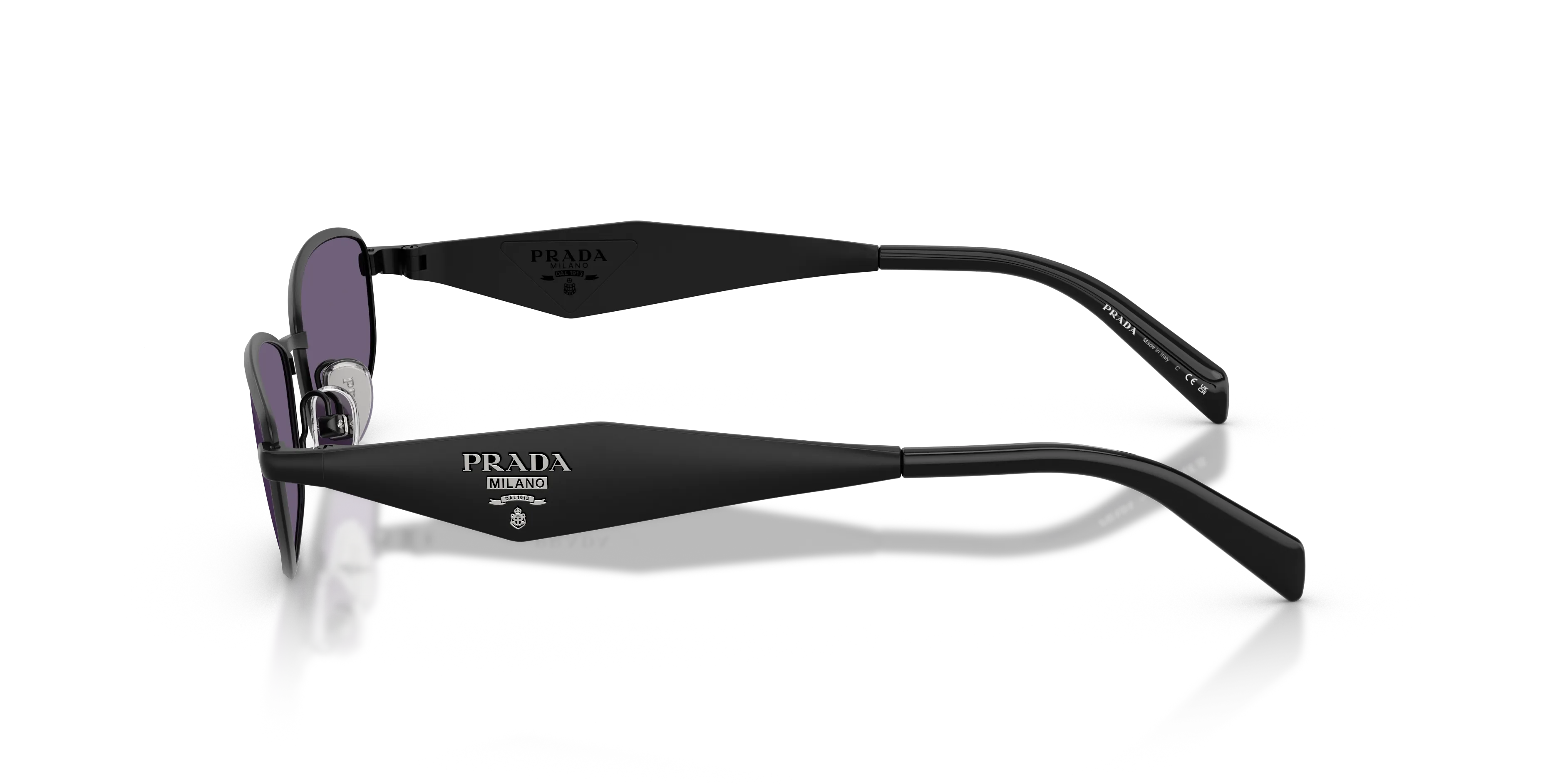 Prada PR D51S 7AB70W Occhiali da sole Metallo Nero Viola Rotonda Normale - immagine 4
