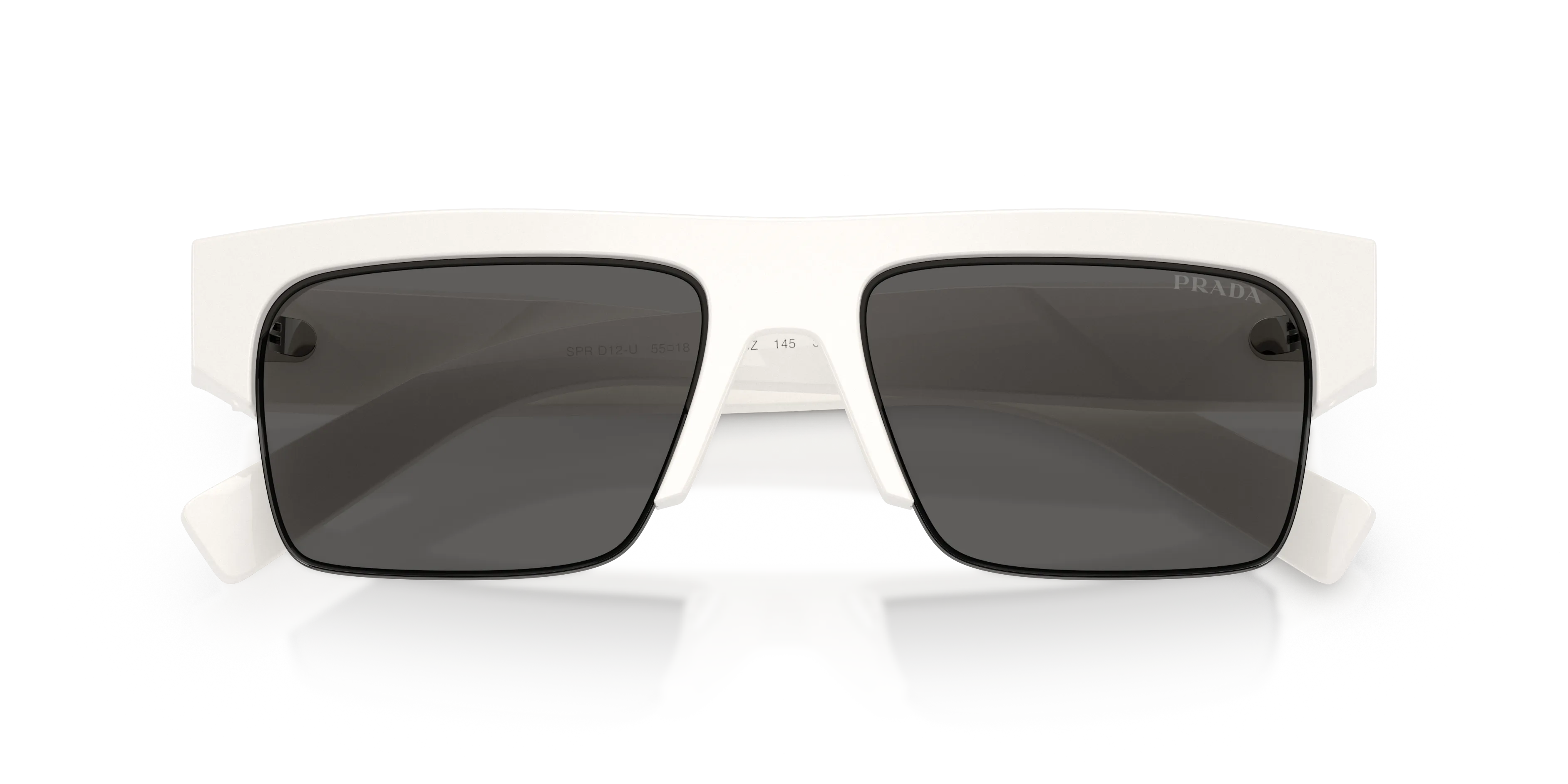 Prada PR D12SU 46120Z Occhiali da sole Acetato Bianco Grigio Squadrata Normale - immagine 2