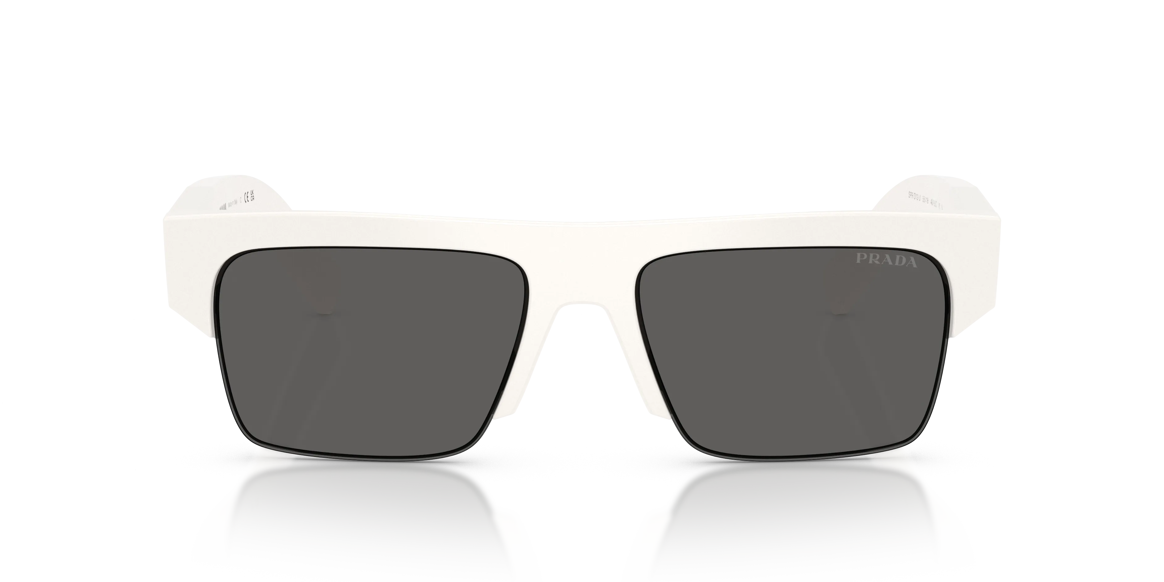 Prada PR D12SU 46120Z Occhiali da sole Acetato Bianco Grigio Squadrata Normale - immagine 3