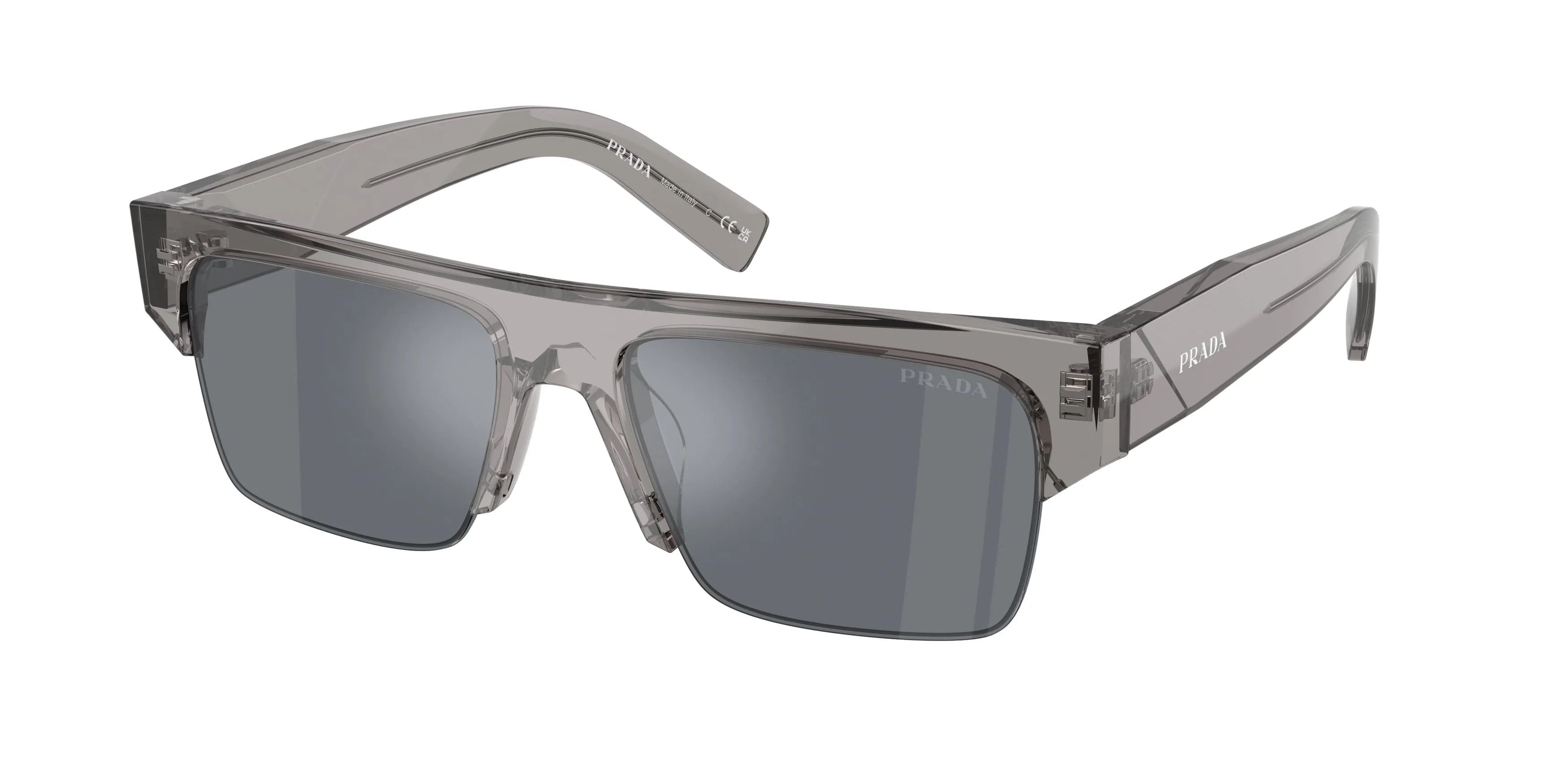 Prada PR D12SU 16Z30Z Occhiali da sole Acetato Grigio Grigio Squadrata Normale Specchiato - immagine 1