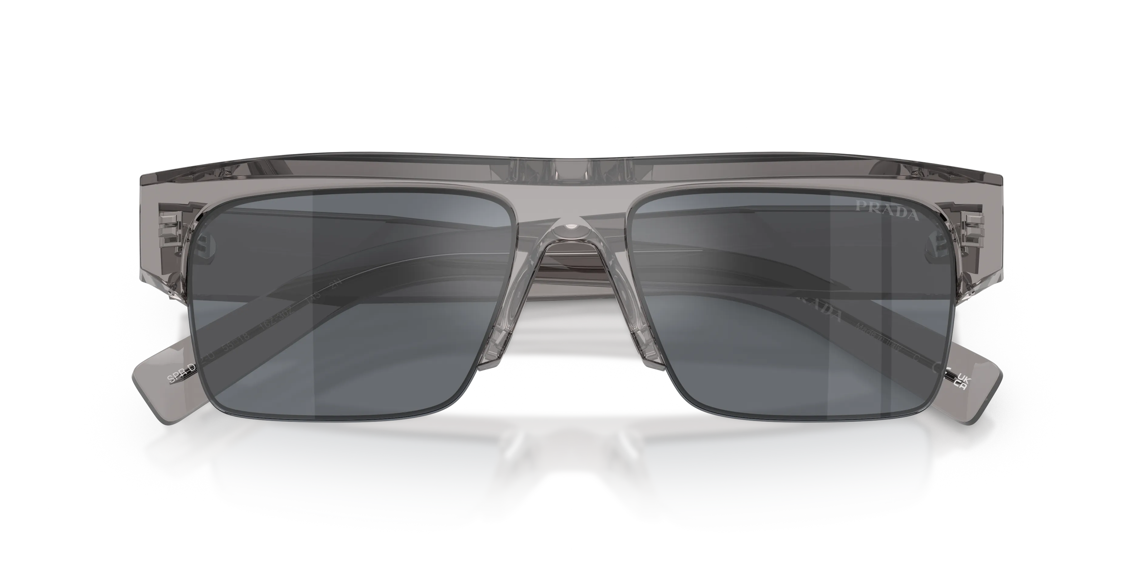 Prada PR D12SU 16Z30Z Occhiali da sole Acetato Grigio Grigio Squadrata Normale Specchiato - immagine 2