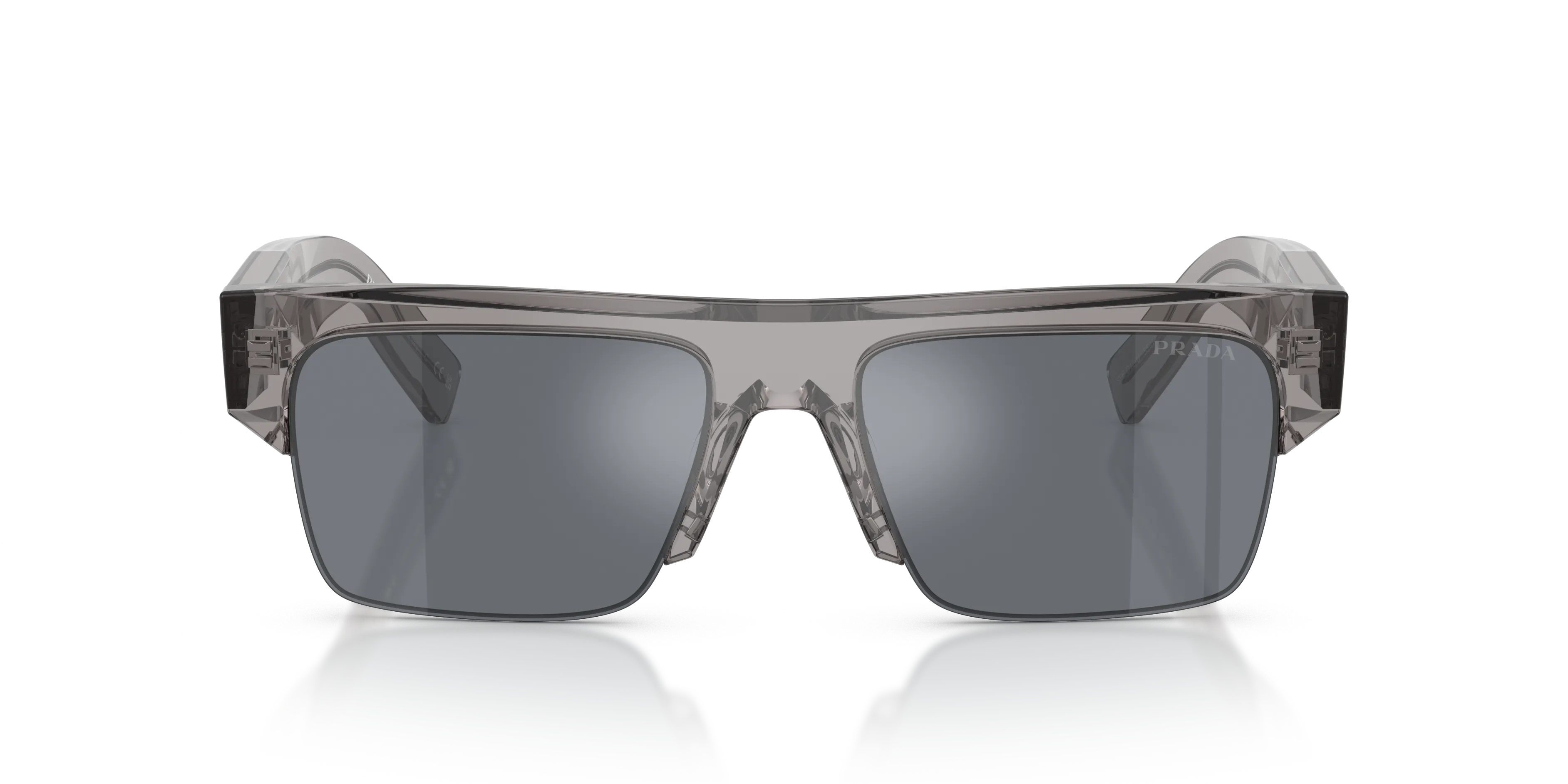 Prada PR D12SU 16Z30Z Occhiali da sole Acetato Grigio Grigio Squadrata Normale Specchiato - immagine 3