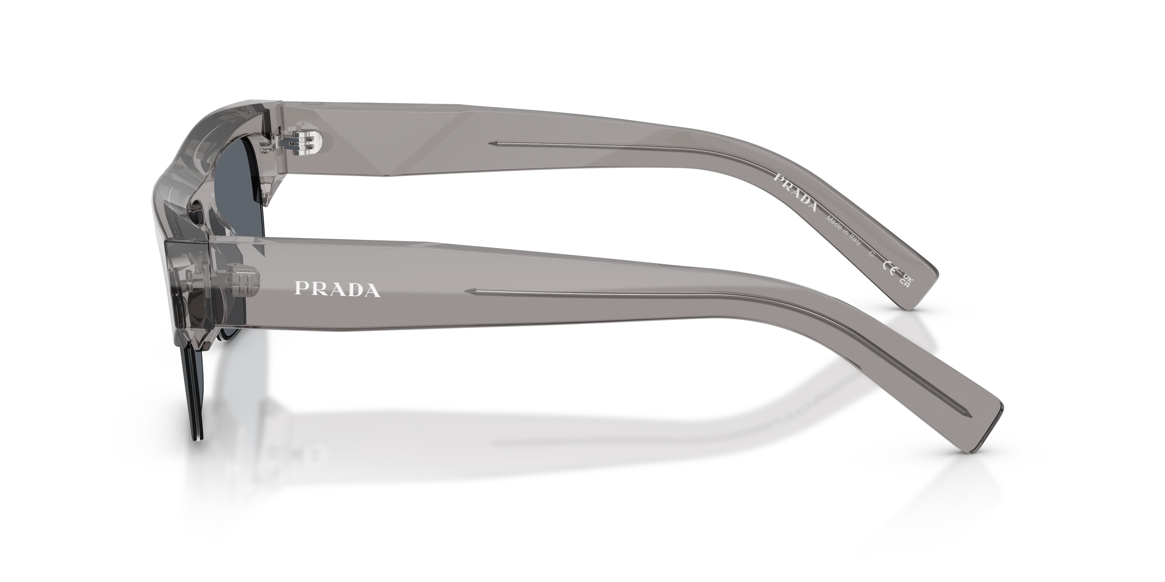 Prada PR D12SU 16Z30Z Occhiali da sole Acetato Grigio Grigio Squadrata Normale Specchiato - immagine 4