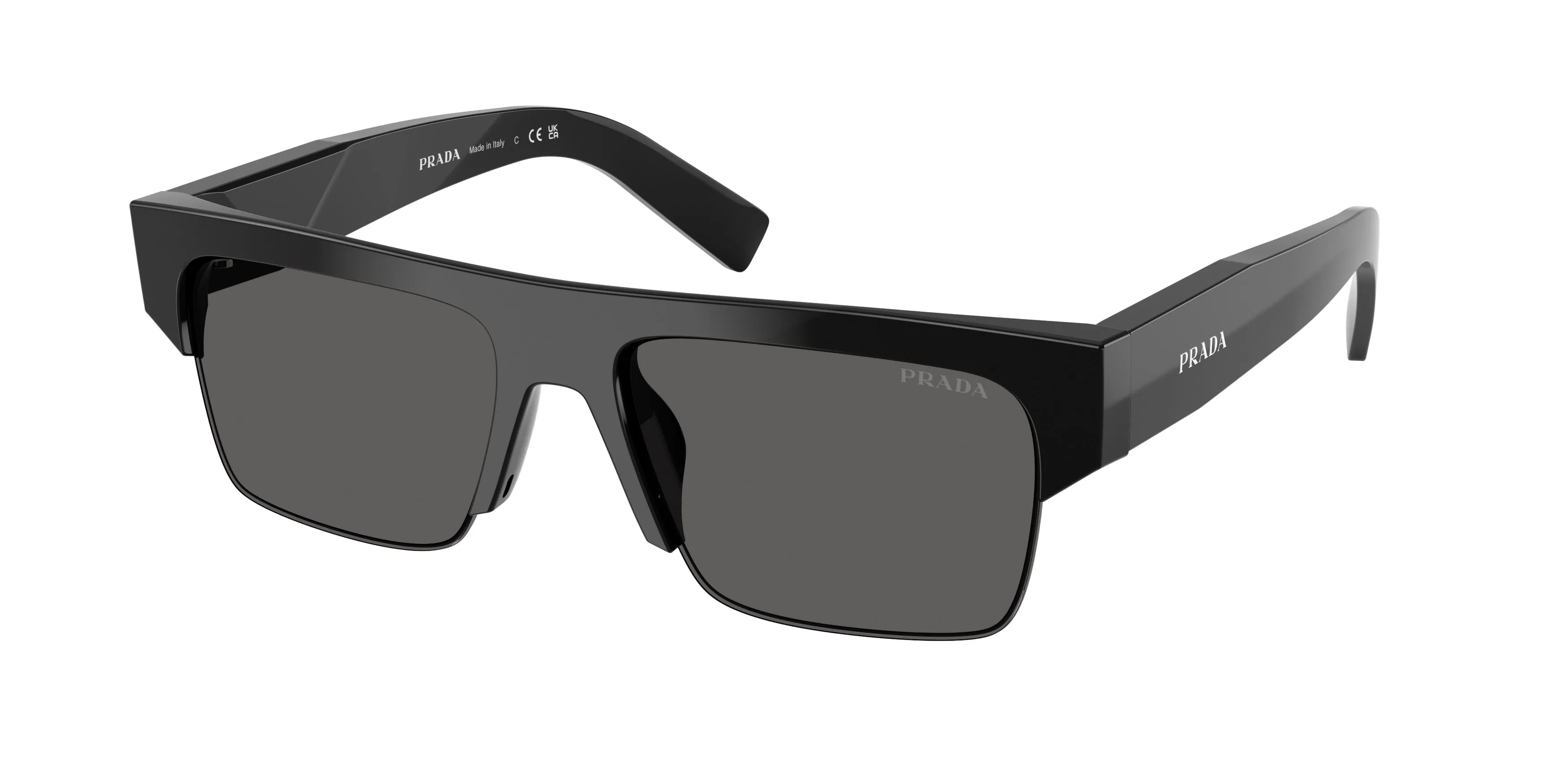 Prada PR D12SU 16K20Z Occhiali da sole Nero Grigio Squadrata Normale - immagine 1