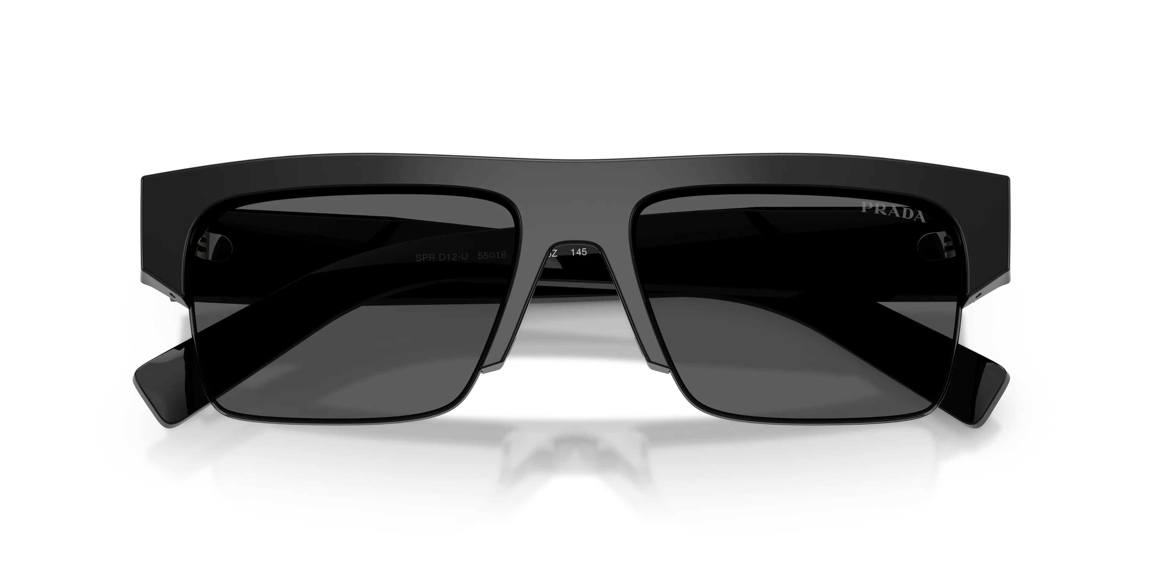 Prada PR D12SU 16K20Z Occhiali da sole Nero Grigio Squadrata Normale - immagine 2