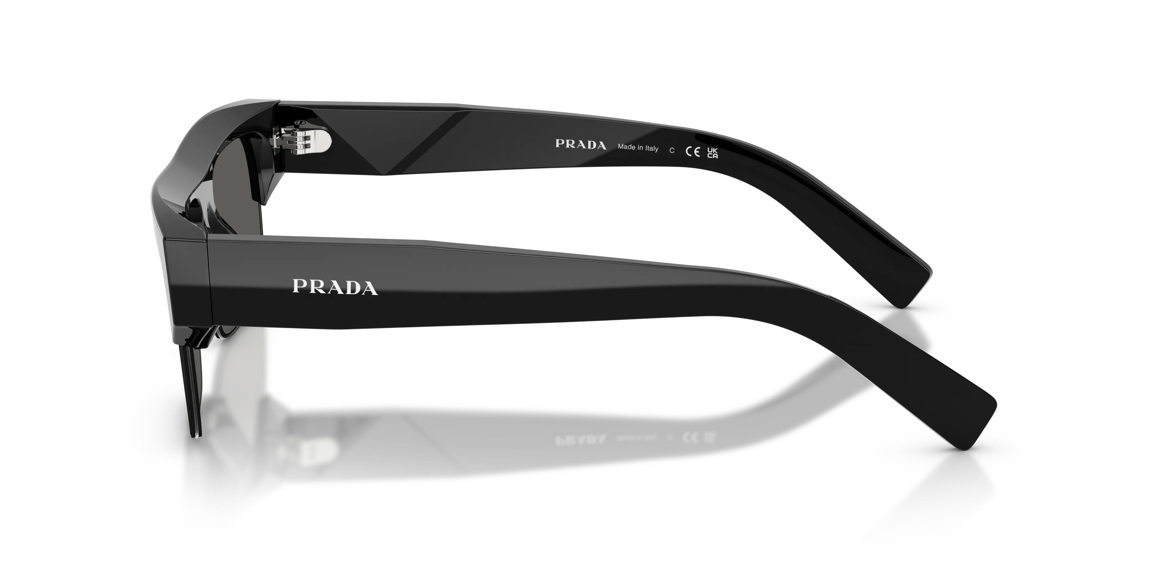 Prada PR D12SU 16K20Z Occhiali da sole Nero Grigio Squadrata Normale - immagine 4