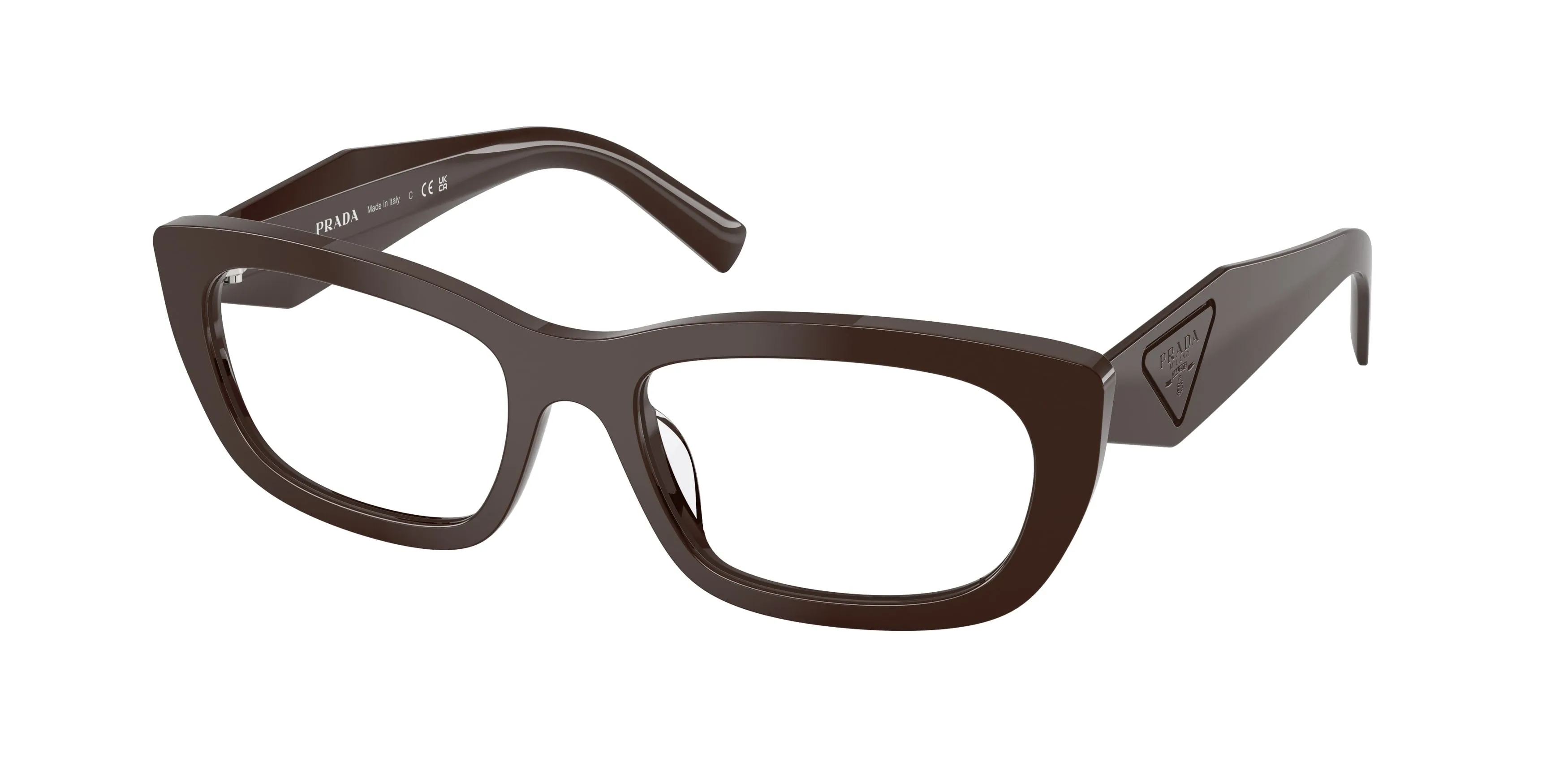 Prada PR D09V 27I1O1 Montature da vista Acetato Marrone Trasparente Geometrica Normale - immagine 1