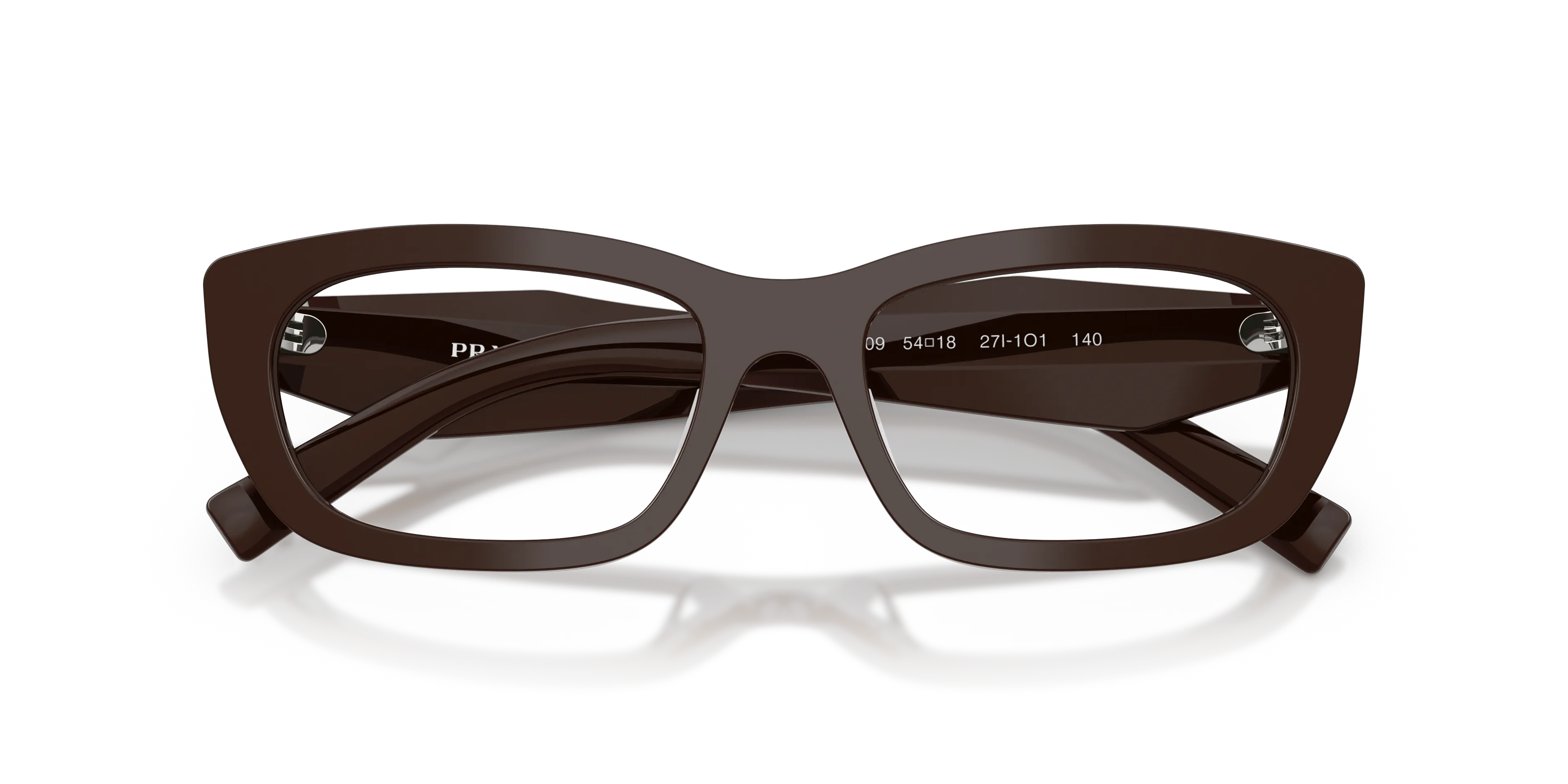 Prada PR D09V 27I1O1 Montature da vista Acetato Marrone Trasparente Geometrica Normale - immagine 2
