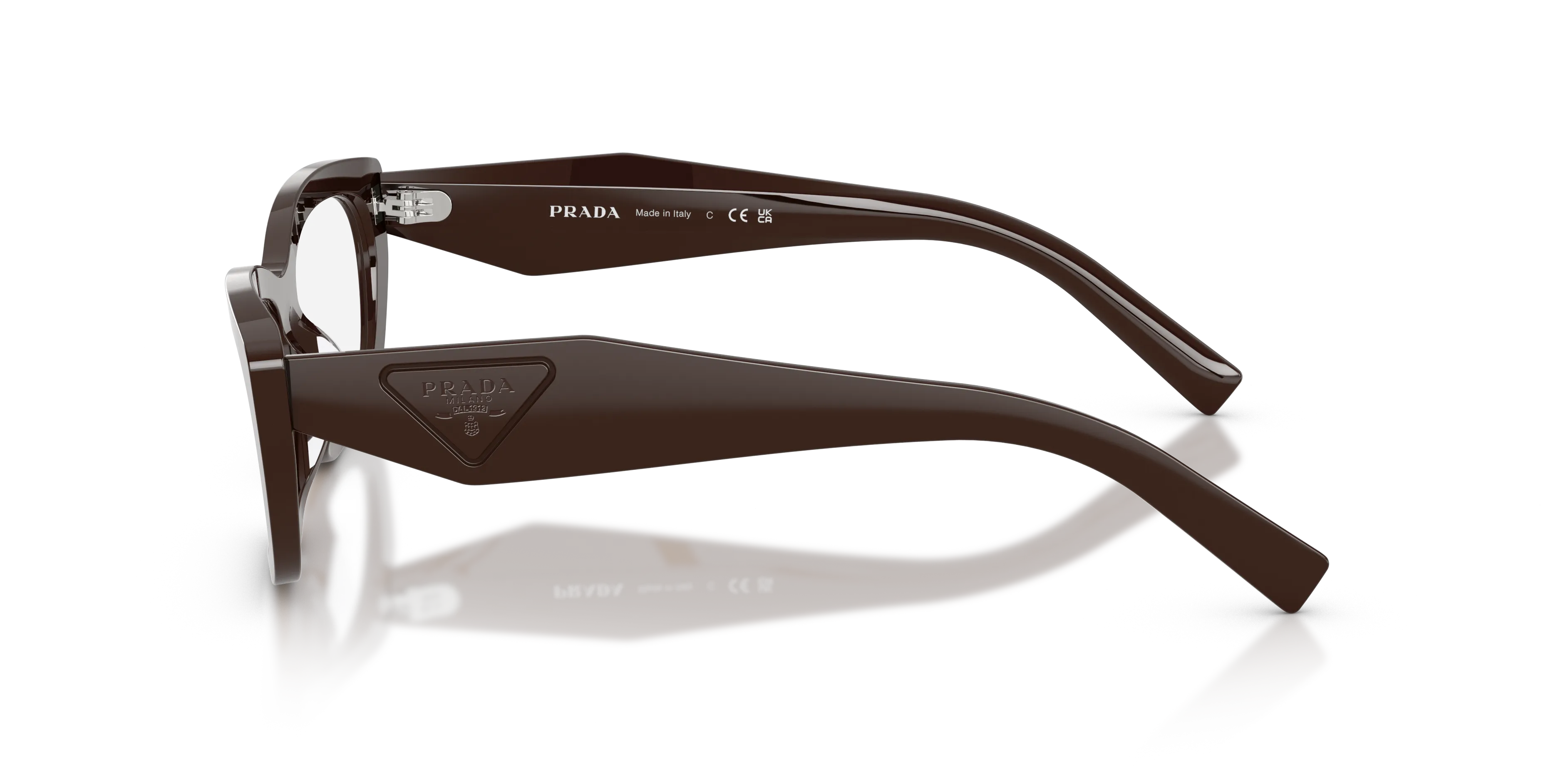 Prada PR D09V 27I1O1 Montature da vista Acetato Marrone Trasparente Geometrica Normale - immagine 4
