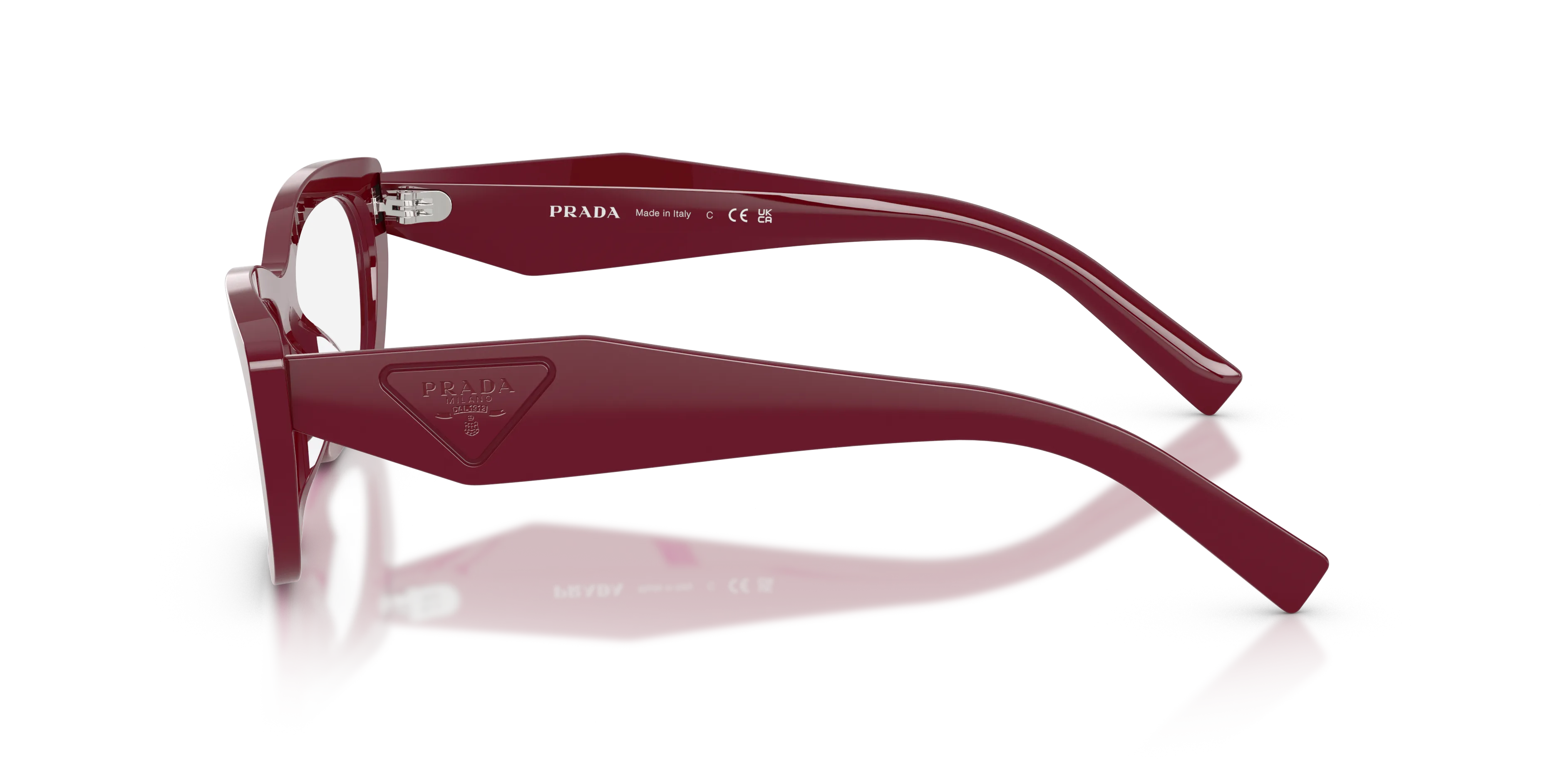 Prada PR D09V 23L1O1 Montature da vista Acetato Rosso Trasparente Geometrica Normale - immagine 4