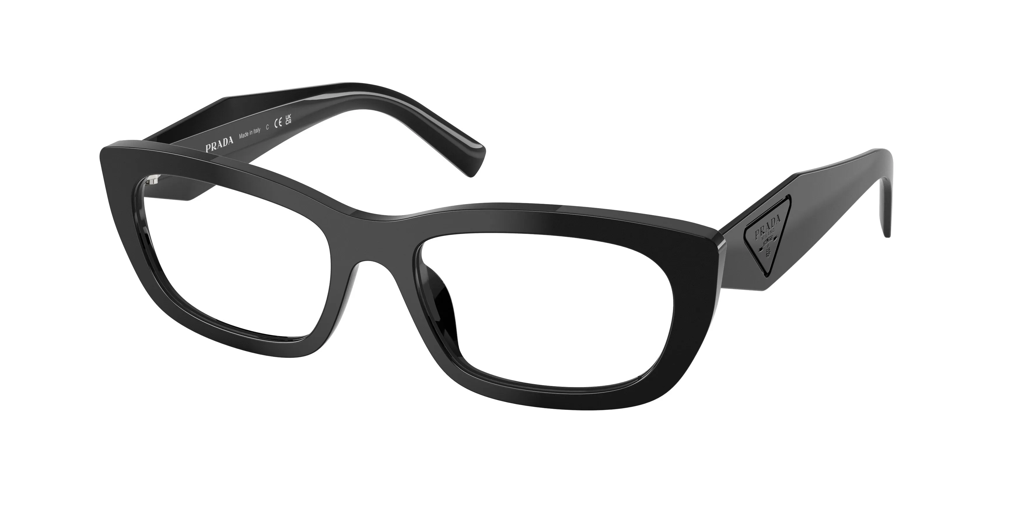 Prada PR D09V 16K1O1 Montature da vista Acetato Nero Trasparente Geometrica Normale - immagine 1
