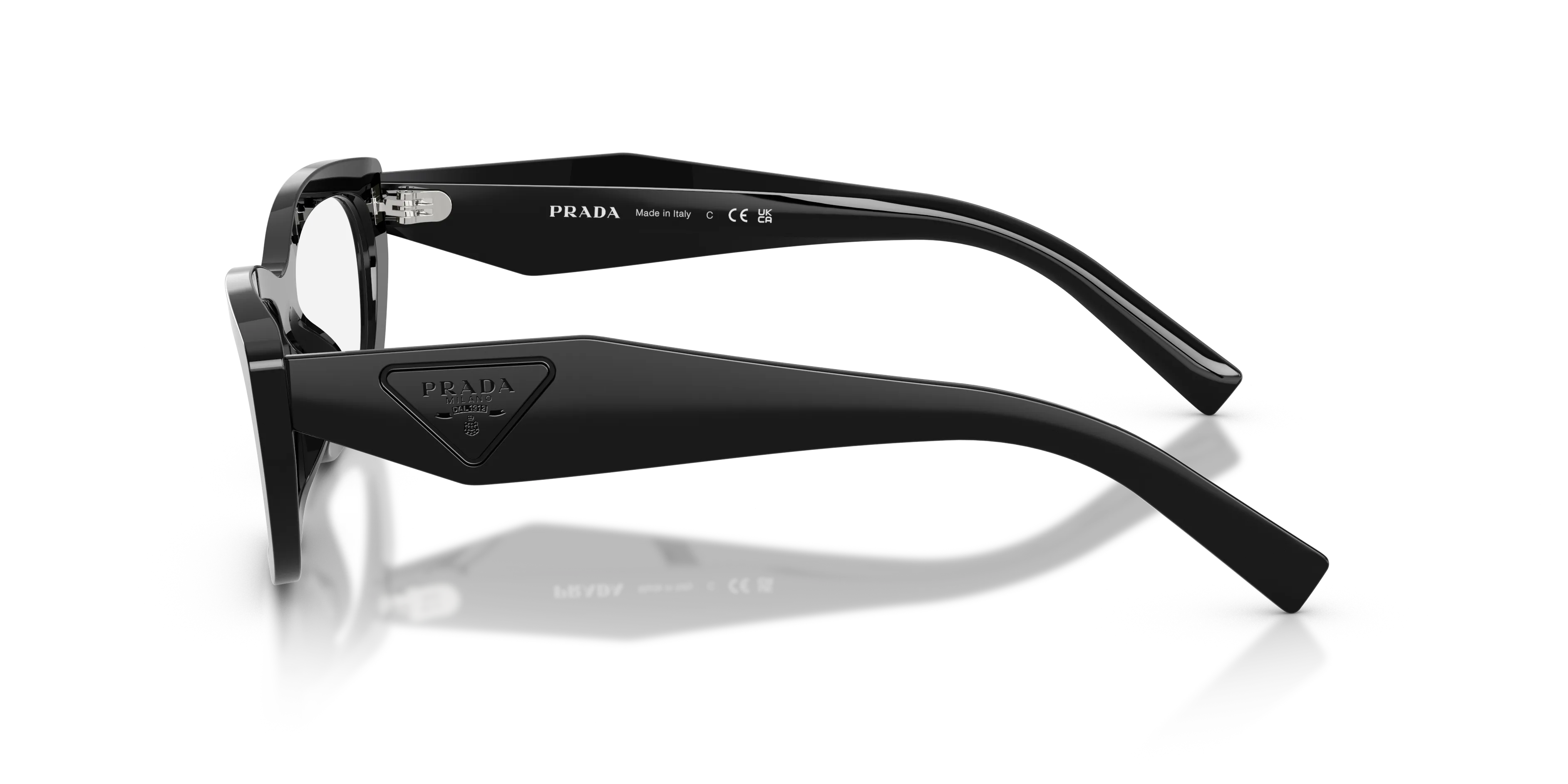 Prada PR D09V 16K1O1 Montature da vista Acetato Nero Trasparente Geometrica Normale - immagine 4