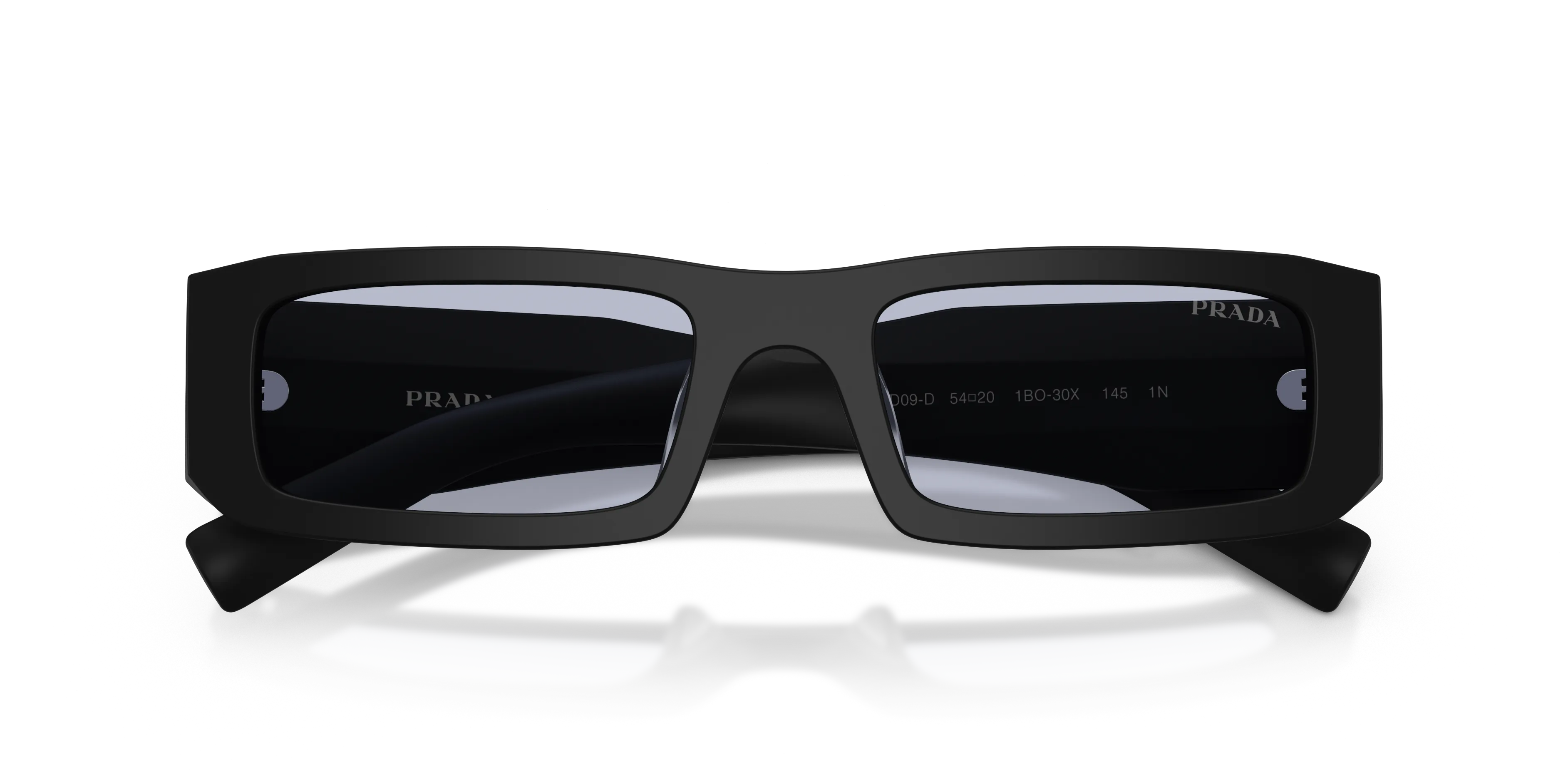Prada PR D09SD 1BO30X Occhiali da sole Acetato Nero Blu Squadrata Normale - immagine 2