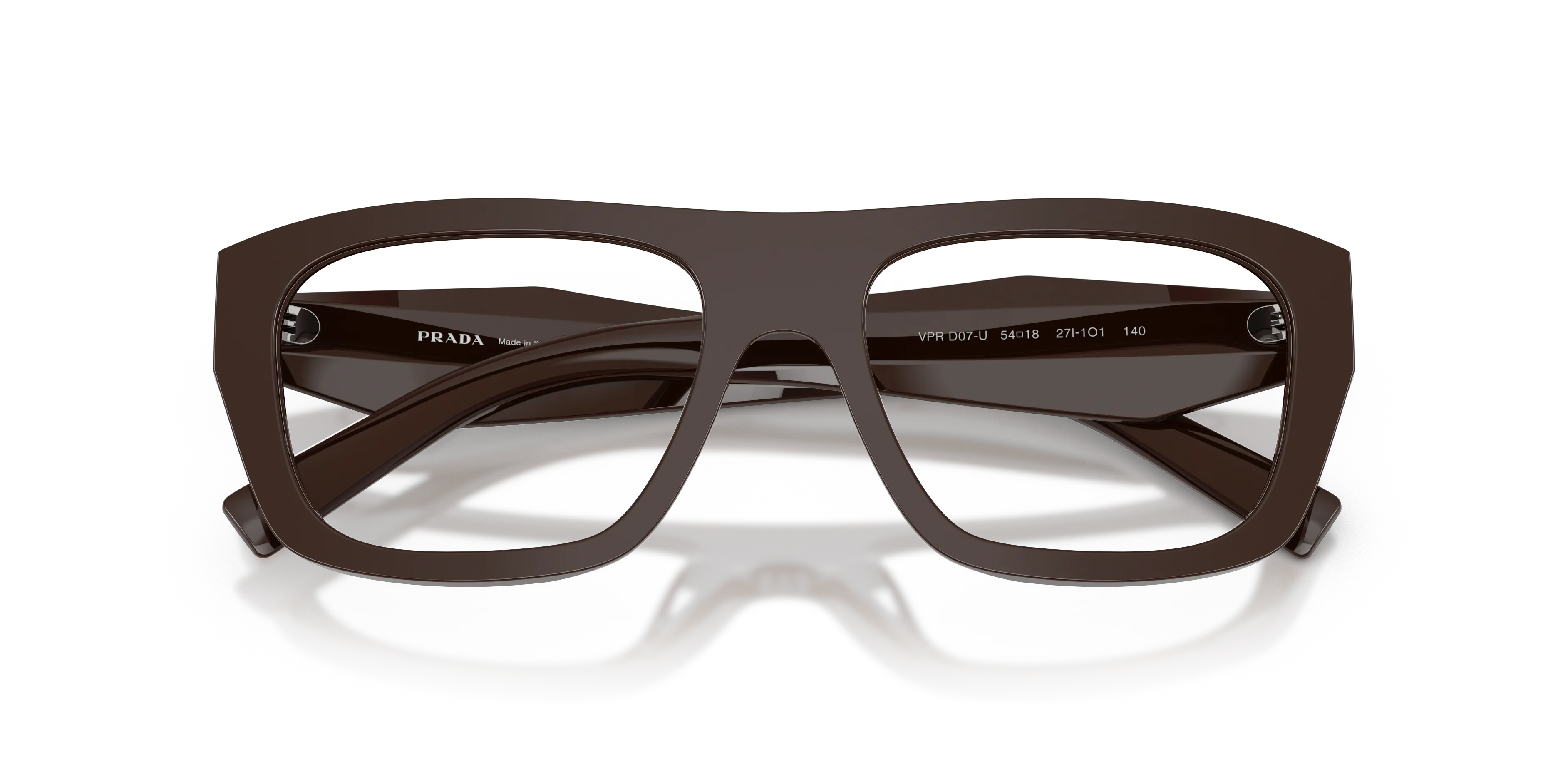 Prada PR D07VU 27I1O1 Montature da vista Acetato Marrone Trasparente Squadrata Normale - immagine 2