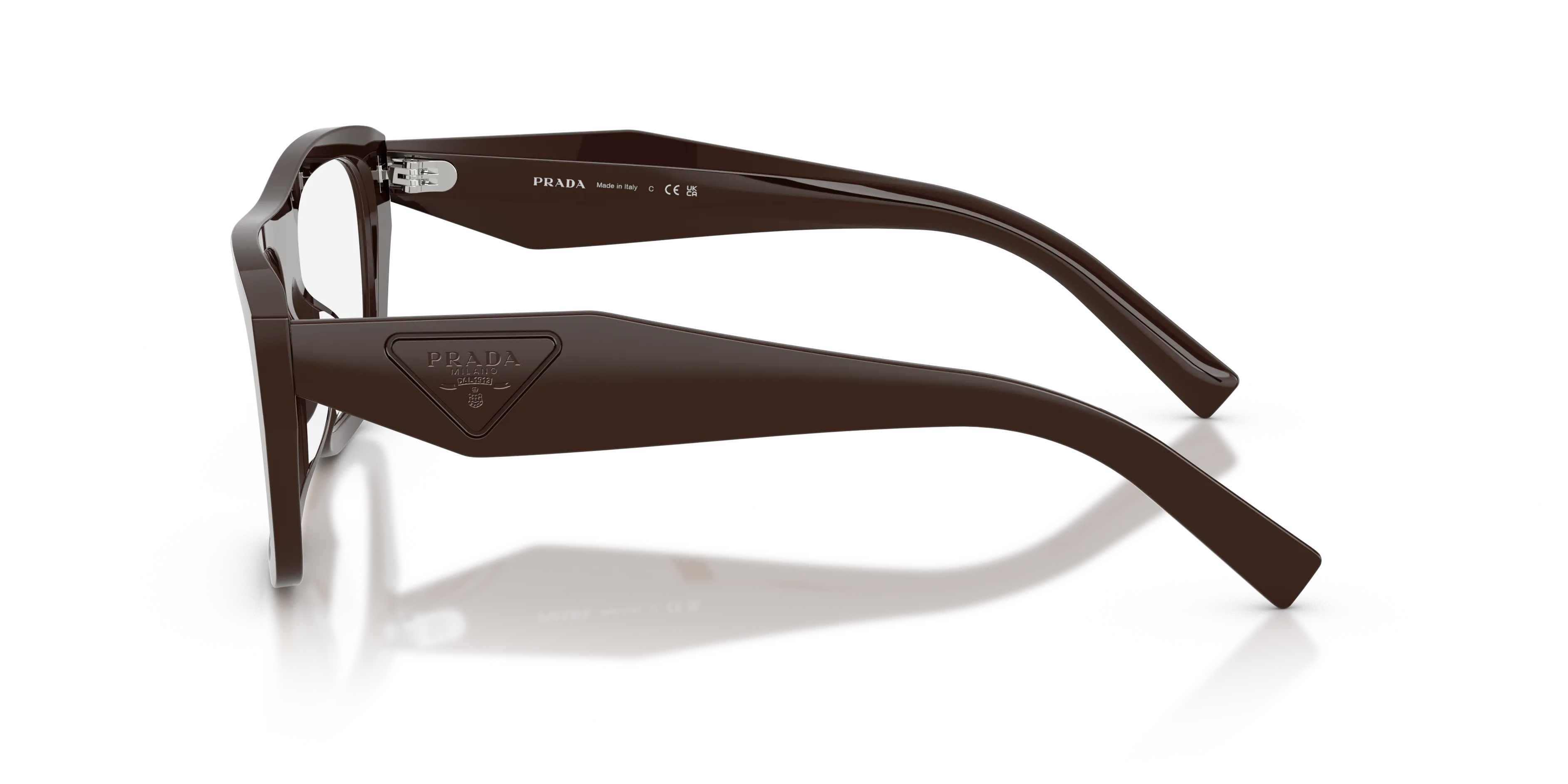 Prada PR D07VU 27I1O1 Montature da vista Acetato Marrone Trasparente Squadrata Normale - immagine 4