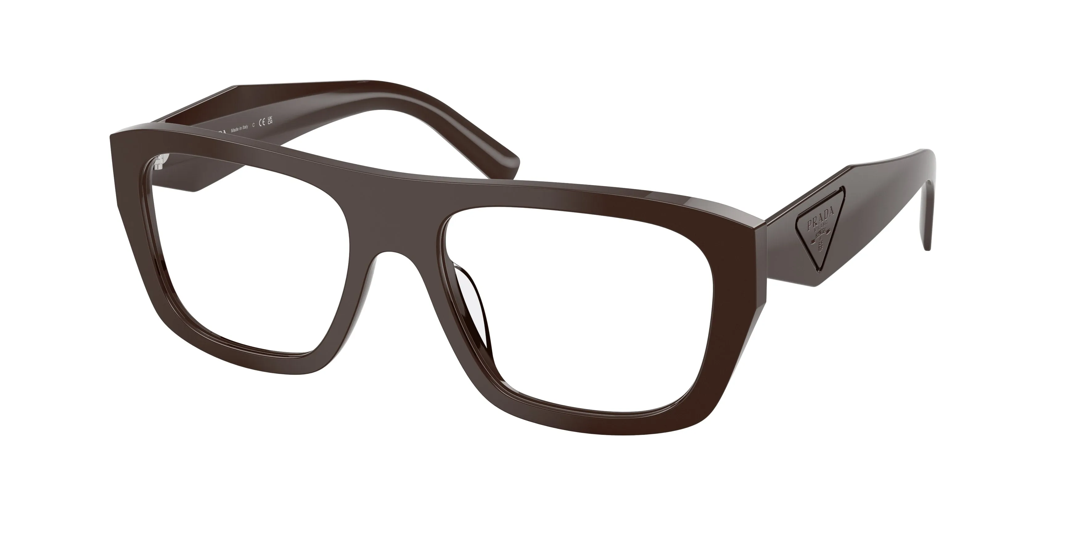 Prada PR D07VU 27I1O1 Montature da vista Acetato Marrone Trasparente Squadrata Normale - immagine 1