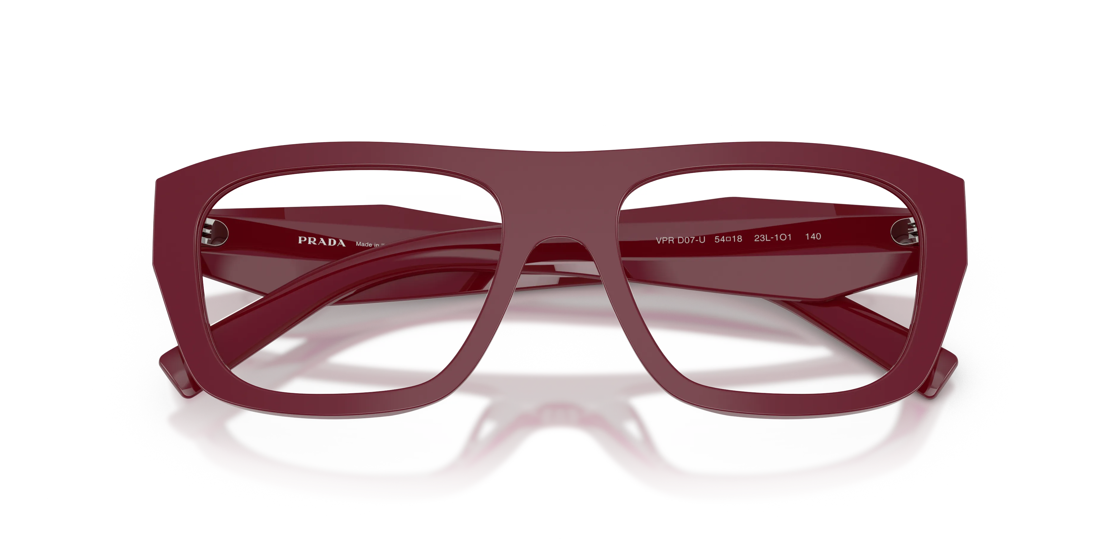Prada PR D07VU 23L1O1 Montature da vista Acetato Rosso Trasparente Squadrata Normale - immagine 2