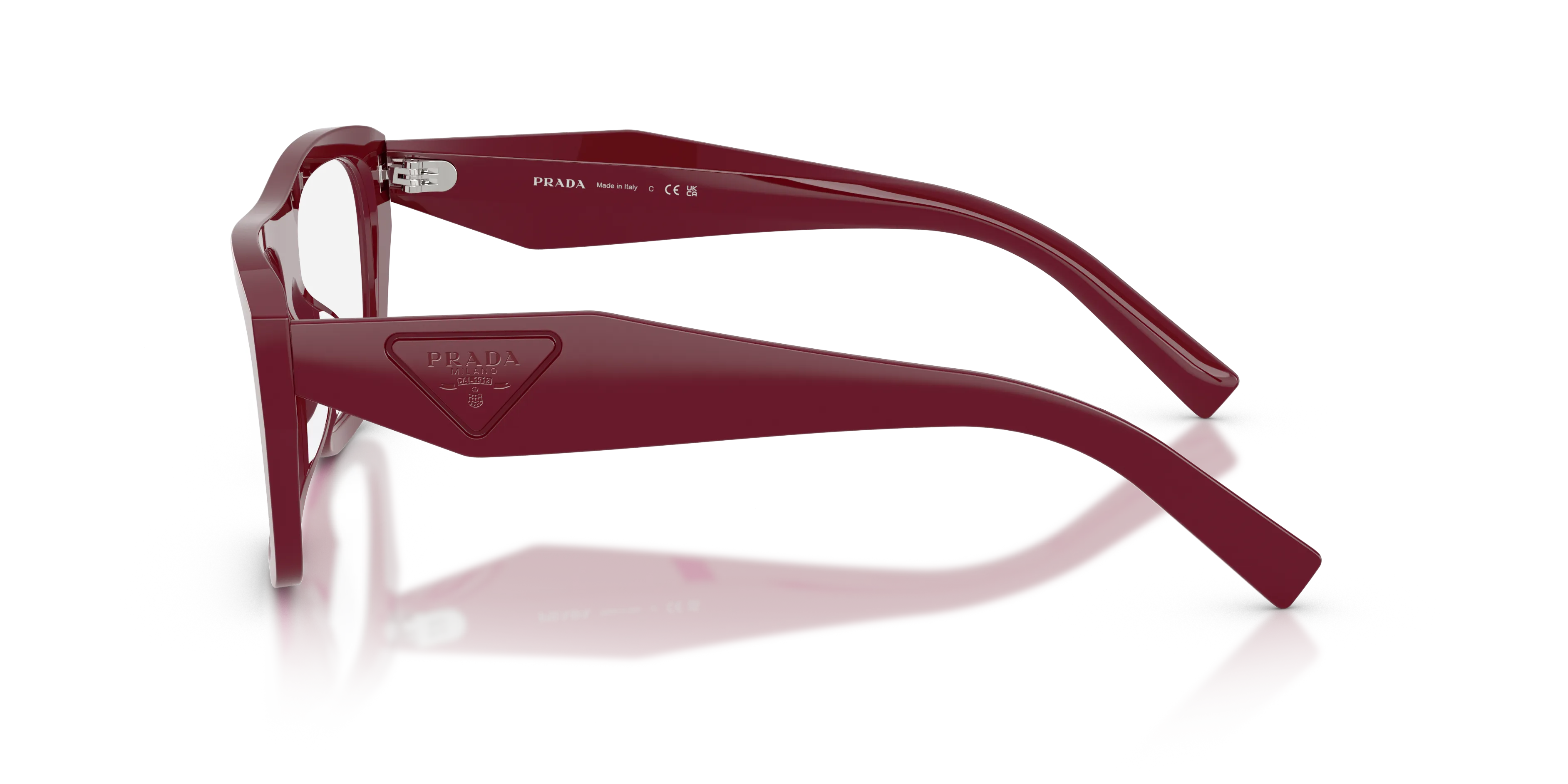 Prada PR D07VU 23L1O1 Montature da vista Acetato Rosso Trasparente Squadrata Normale - immagine 4