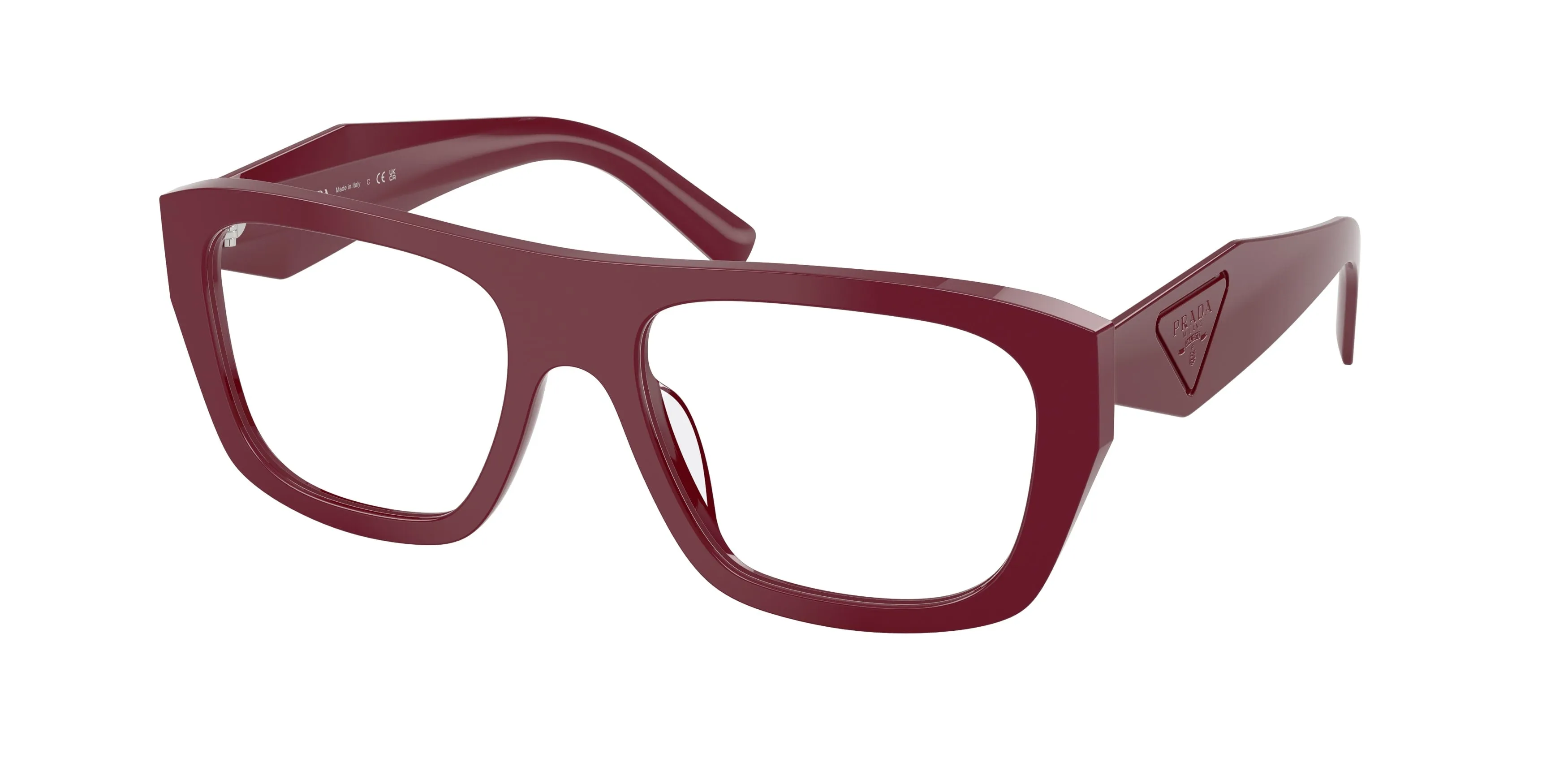 Prada PR D07VU 23L1O1 Montature da vista Acetato Rosso Trasparente Squadrata Normale - immagine 1
