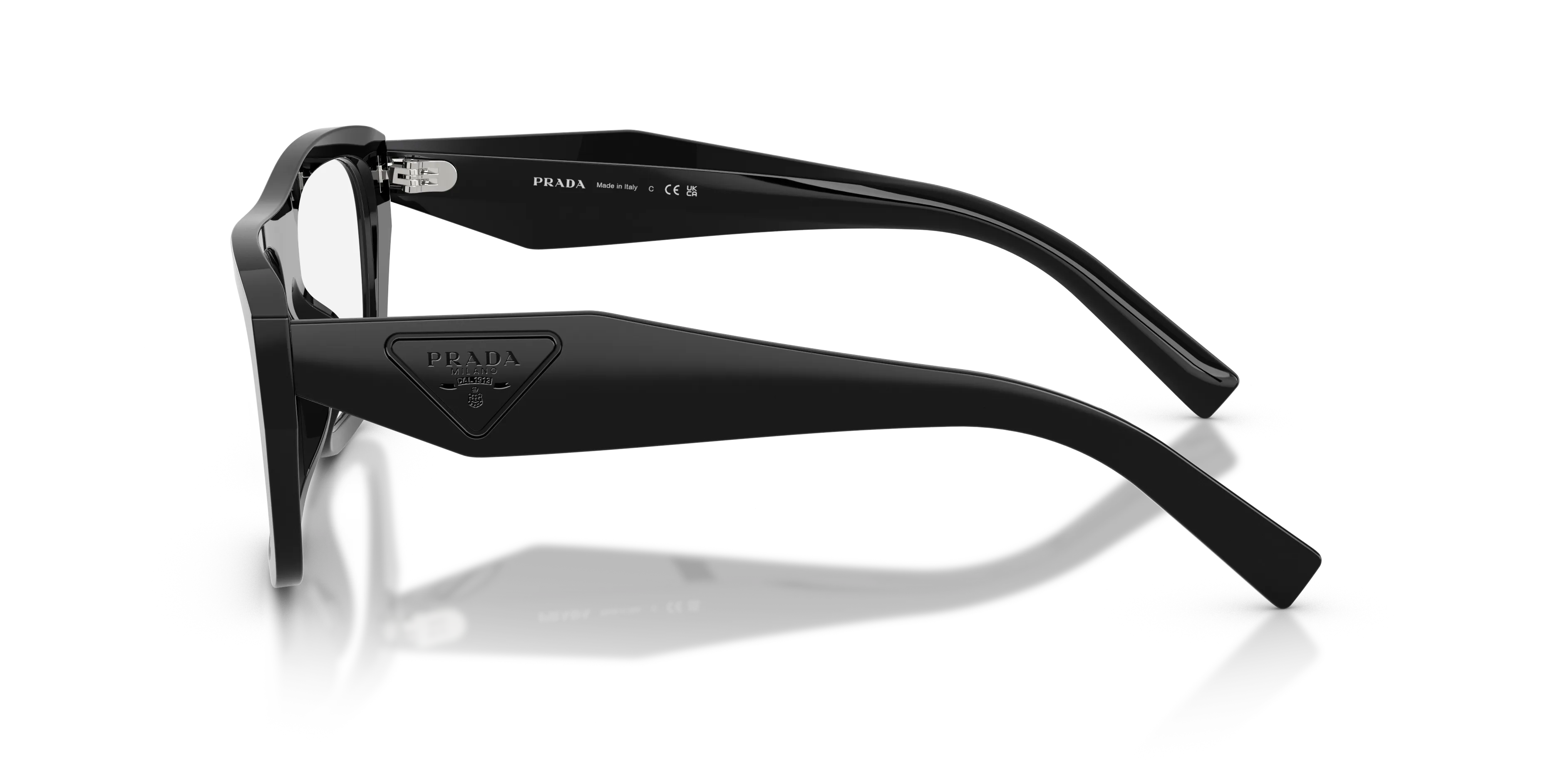 Prada PR D07VU 16K1O1 Montature da vista Acetato Nero Trasparente Squadrata Normale - immagine 4