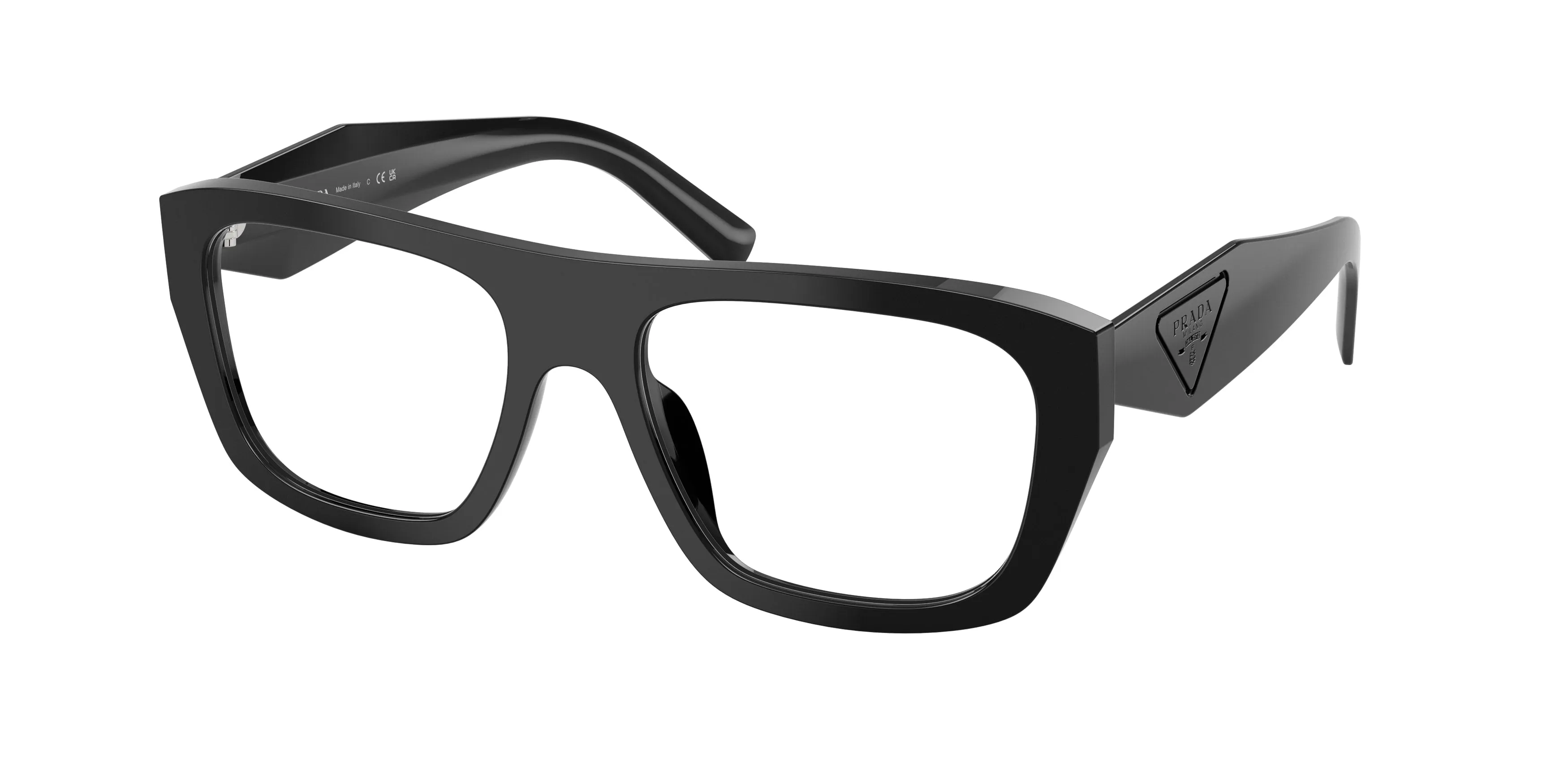 Prada PR D07VU 16K1O1 Montature da vista Acetato Nero Trasparente Squadrata Normale - immagine 1