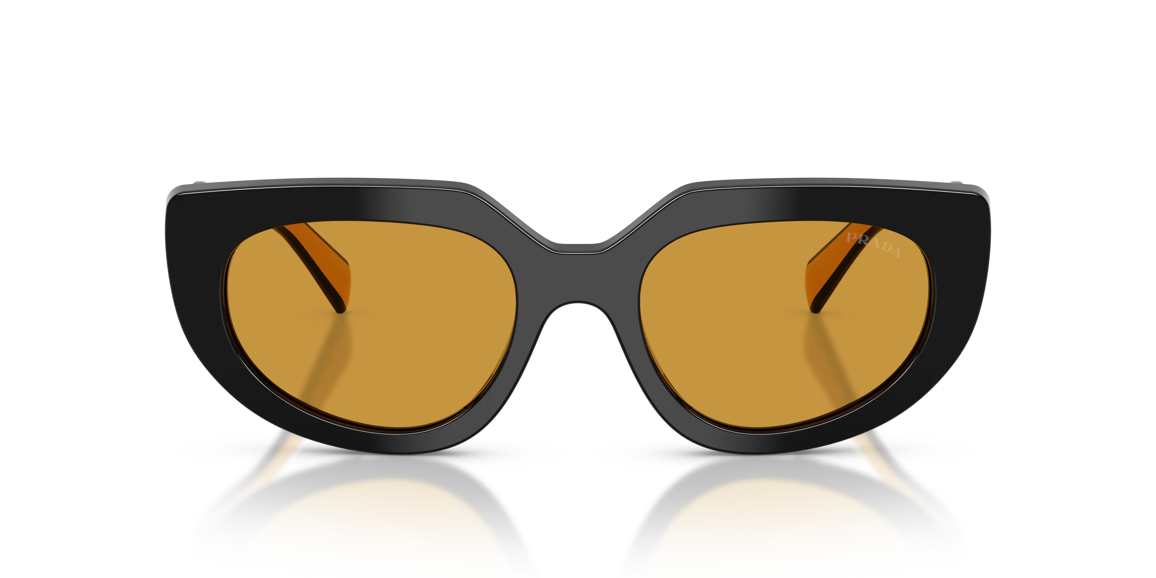 Prada PR D02S 02K50P Occhiali da sole Acetato Nero Ocra Rotonda Normale - immagine 3