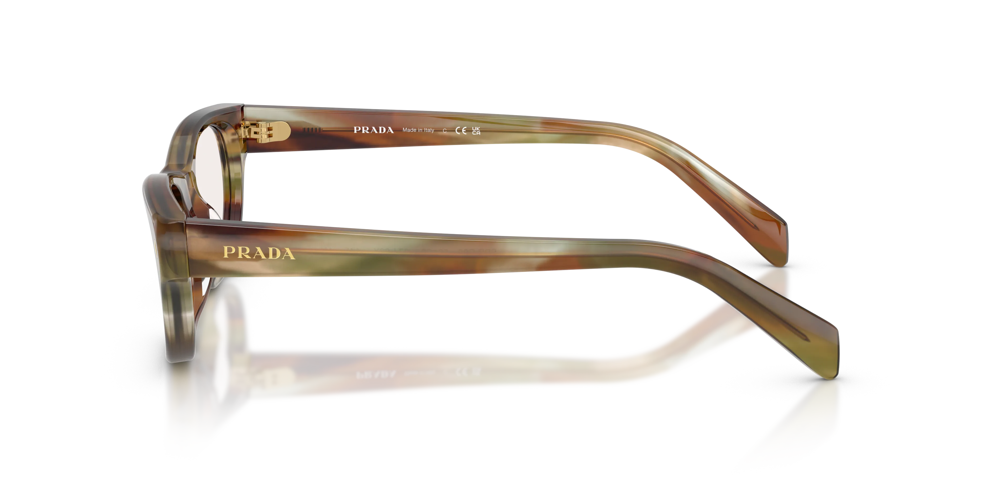Prada PR C08S 27J20X Occhiali da sole Acetato Marrone Verde Cat Eye Normale - immagine 4