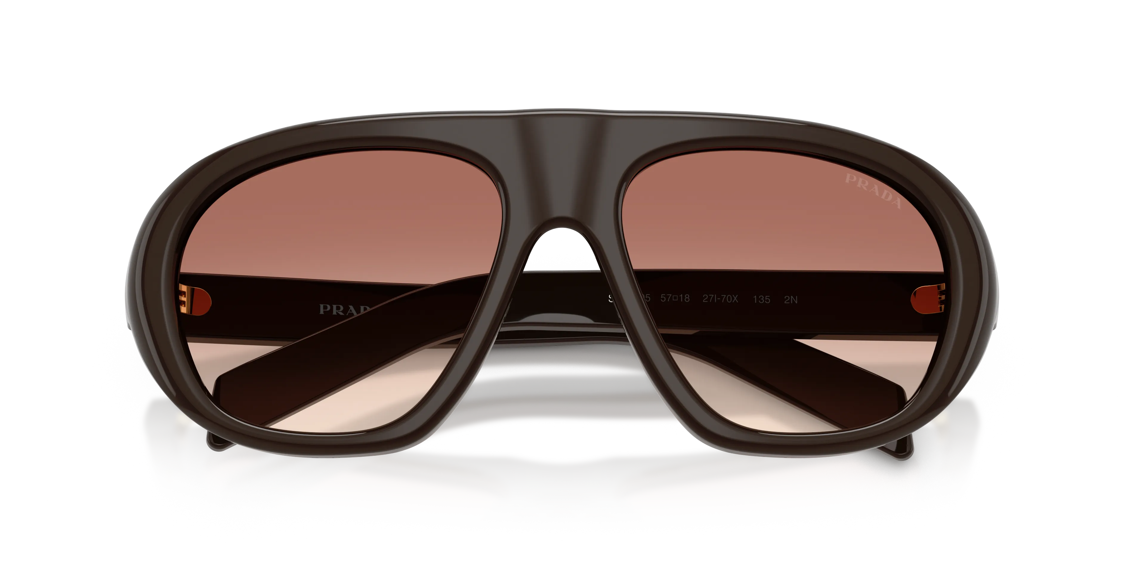 Prada PR C05S 27I70X Occhiali da sole Acetato Marrone Marrone Geometrica Normale Sfumato - immagine 2