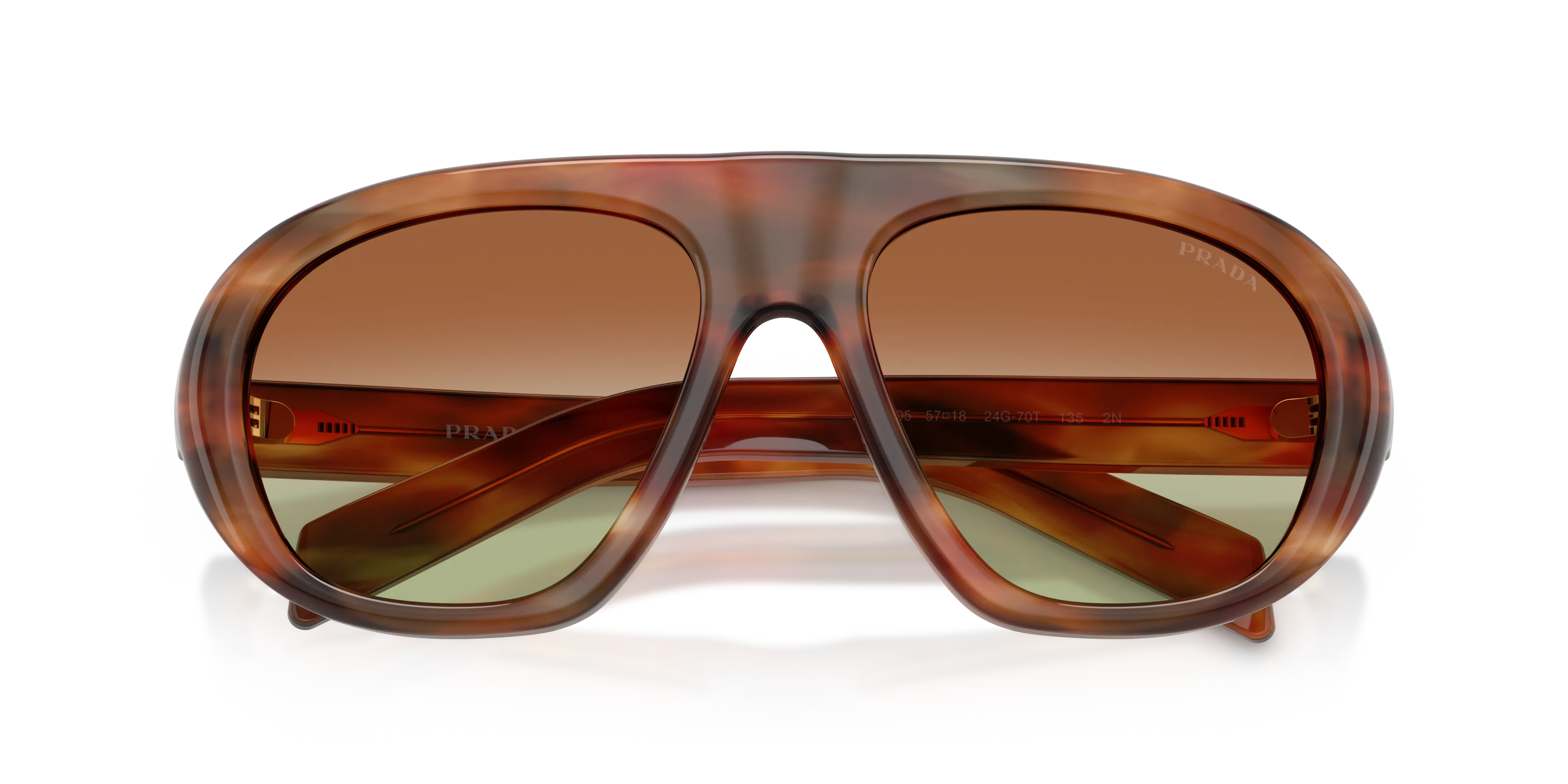 Prada PR C05S 24G70T Occhiali da sole Acetato Marrone Marrone Geometrica Normale Sfumato - immagine 2