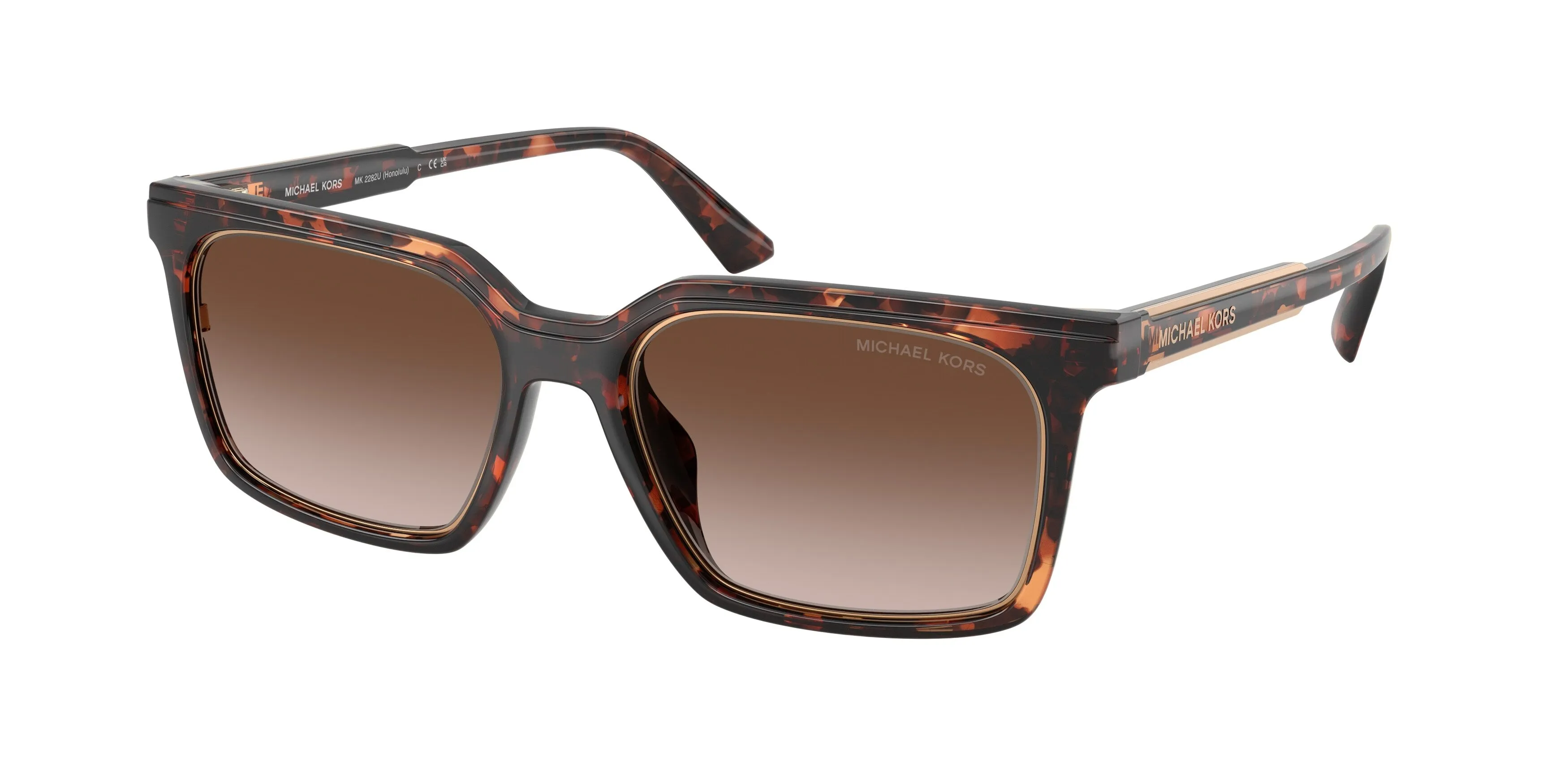 Michael Kors MK2282U HONOLULU 300613 Occhiali da sole Iniettato Tartaruga Marrone Squadrata Normale Sfumato - immagine 1