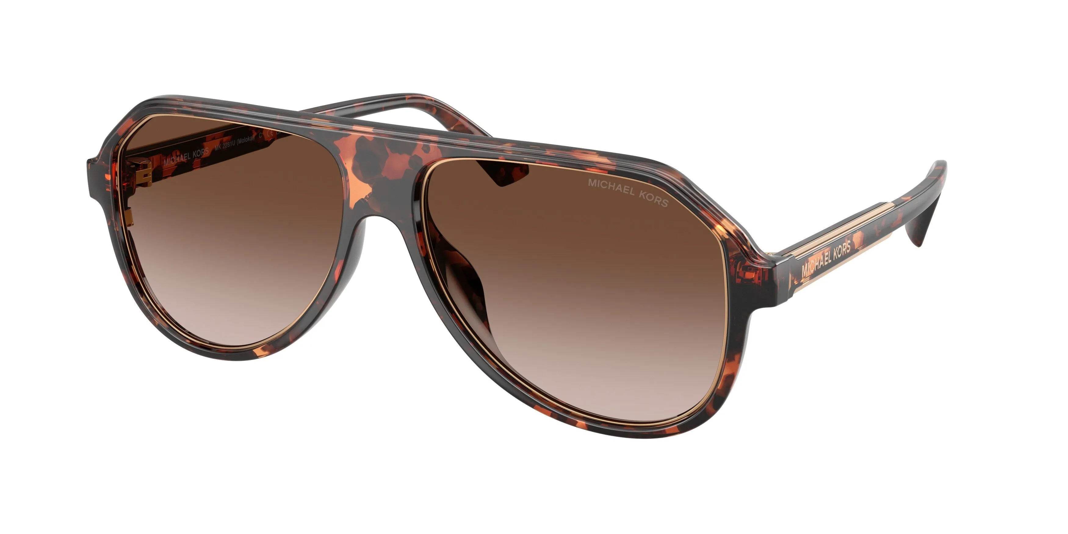 Michael Kors MK2281U MOLOKAI 300613 Occhiali da sole Iniettato Tartaruga Marrone Pilot Normale Sfumato - immagine 1