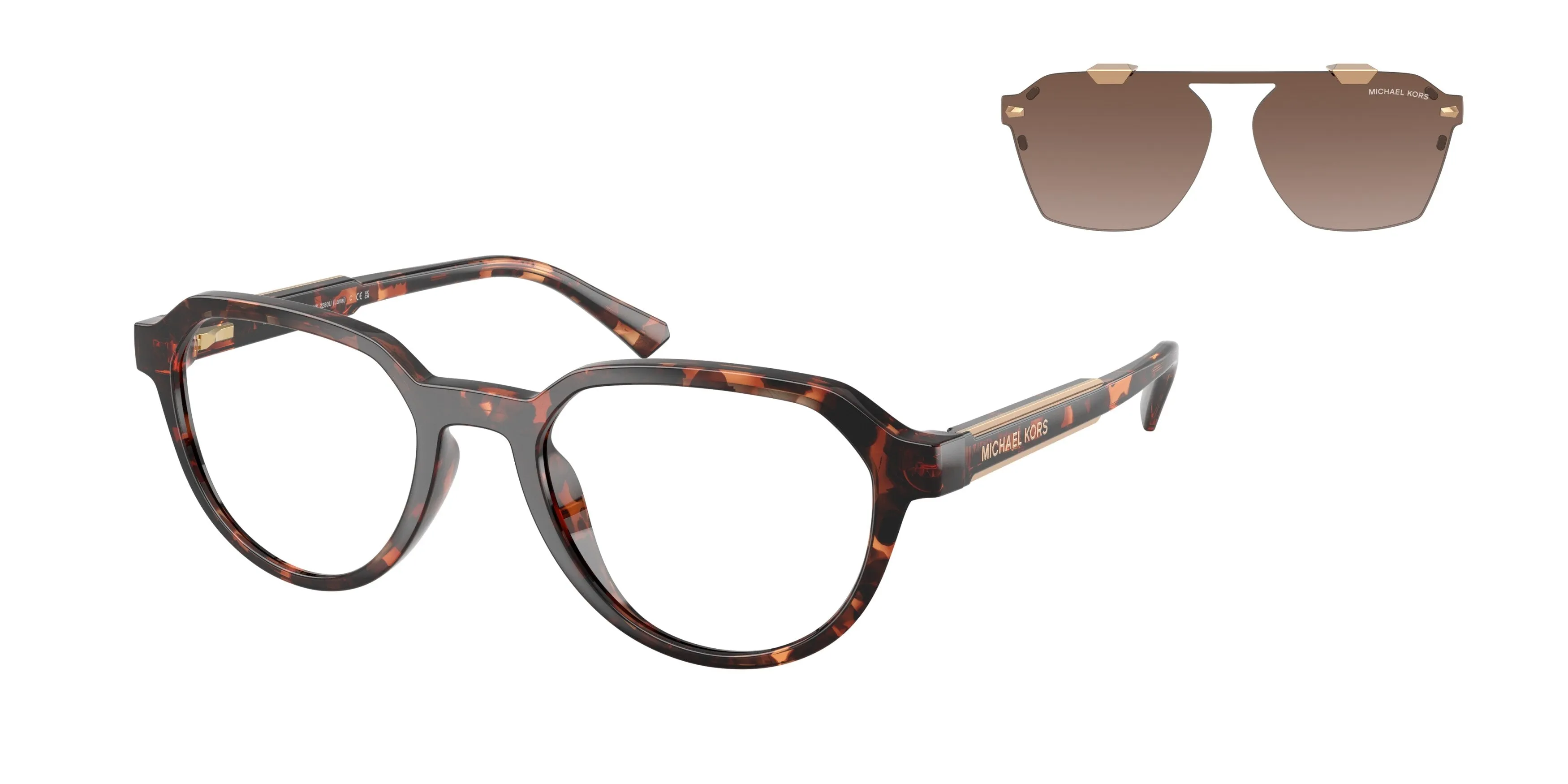 Michael Kors MK2280U LANAI 300613 Occhiali da sole Iniettato Tartaruga Marrone Geometrica Normale Sfumato - immagine 1